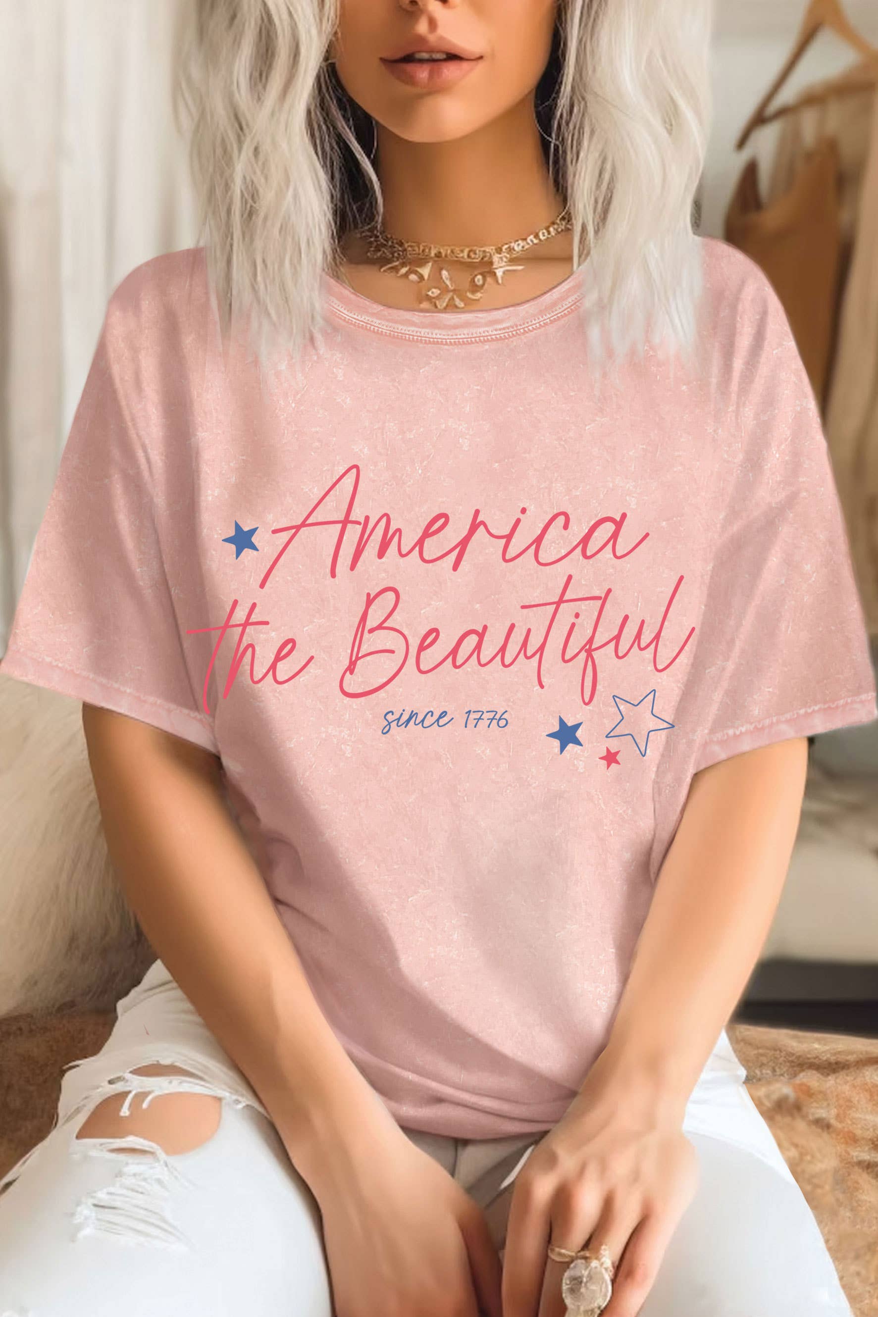 America the Beautiful Stars Mineral Graphic Tshirts