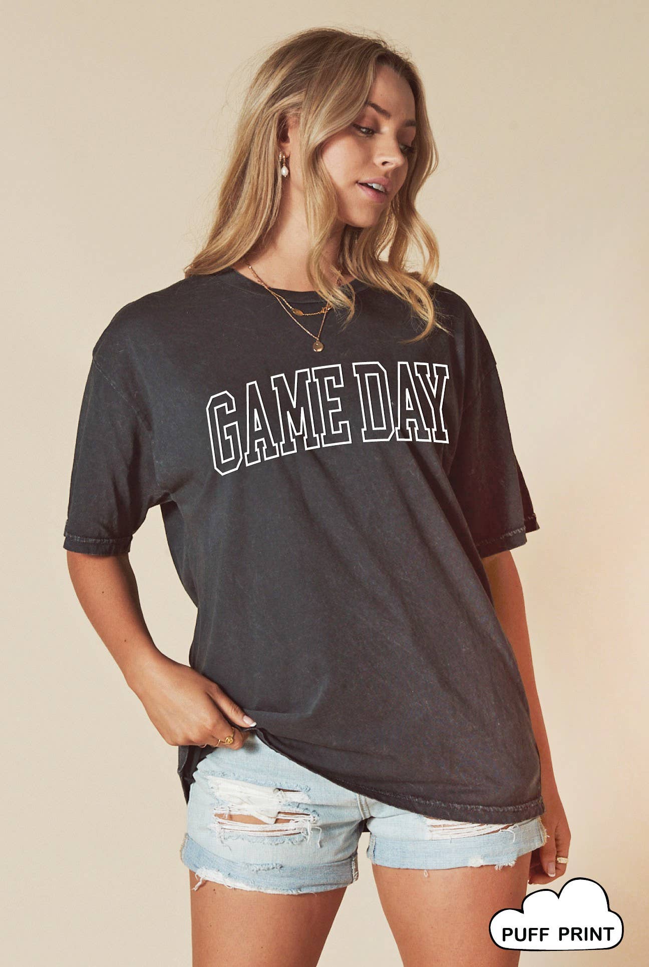 Game Day Puff Graphic Mineral Washed Graphic Top