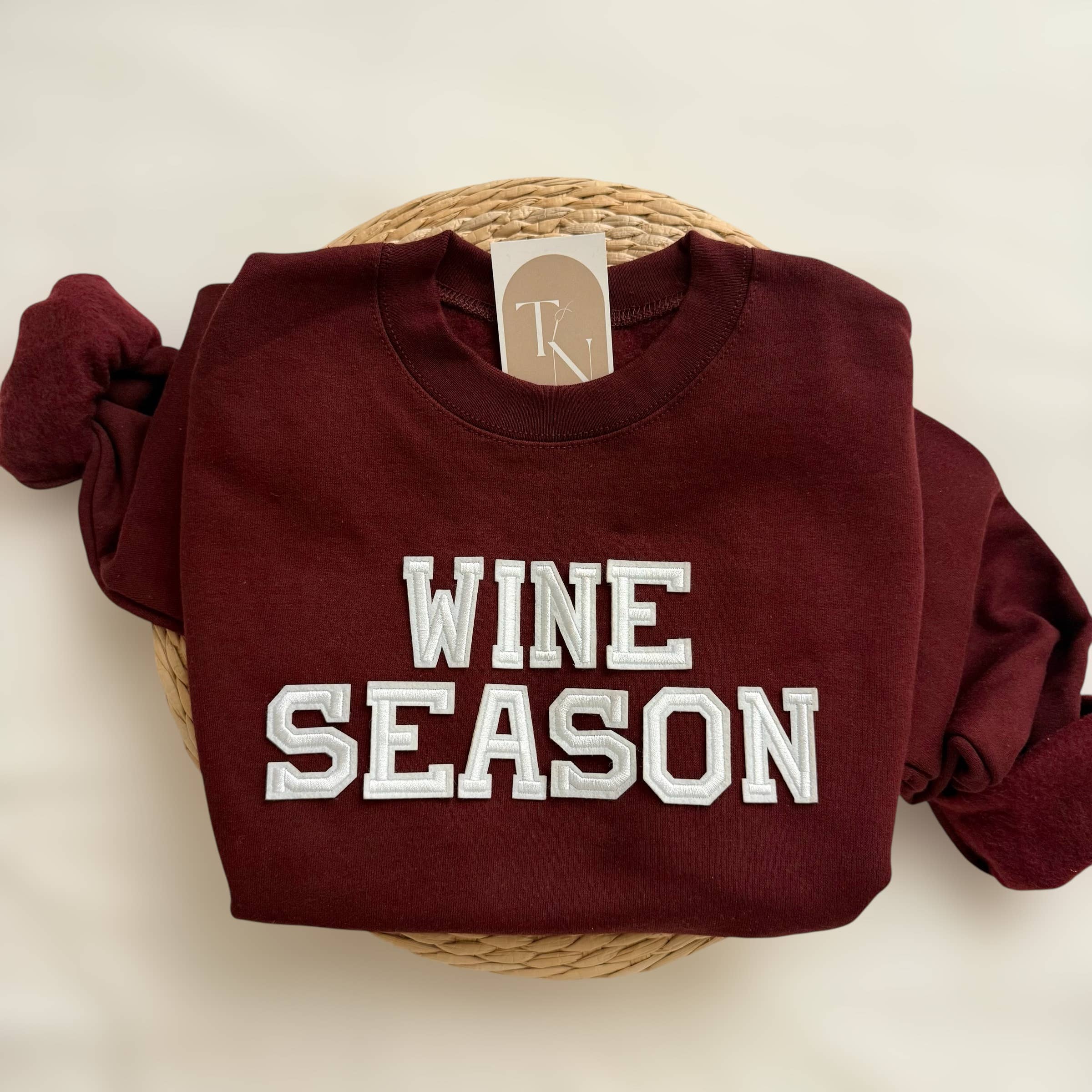 Wine Season Sweatshirt, Fall Women Sweatshirts