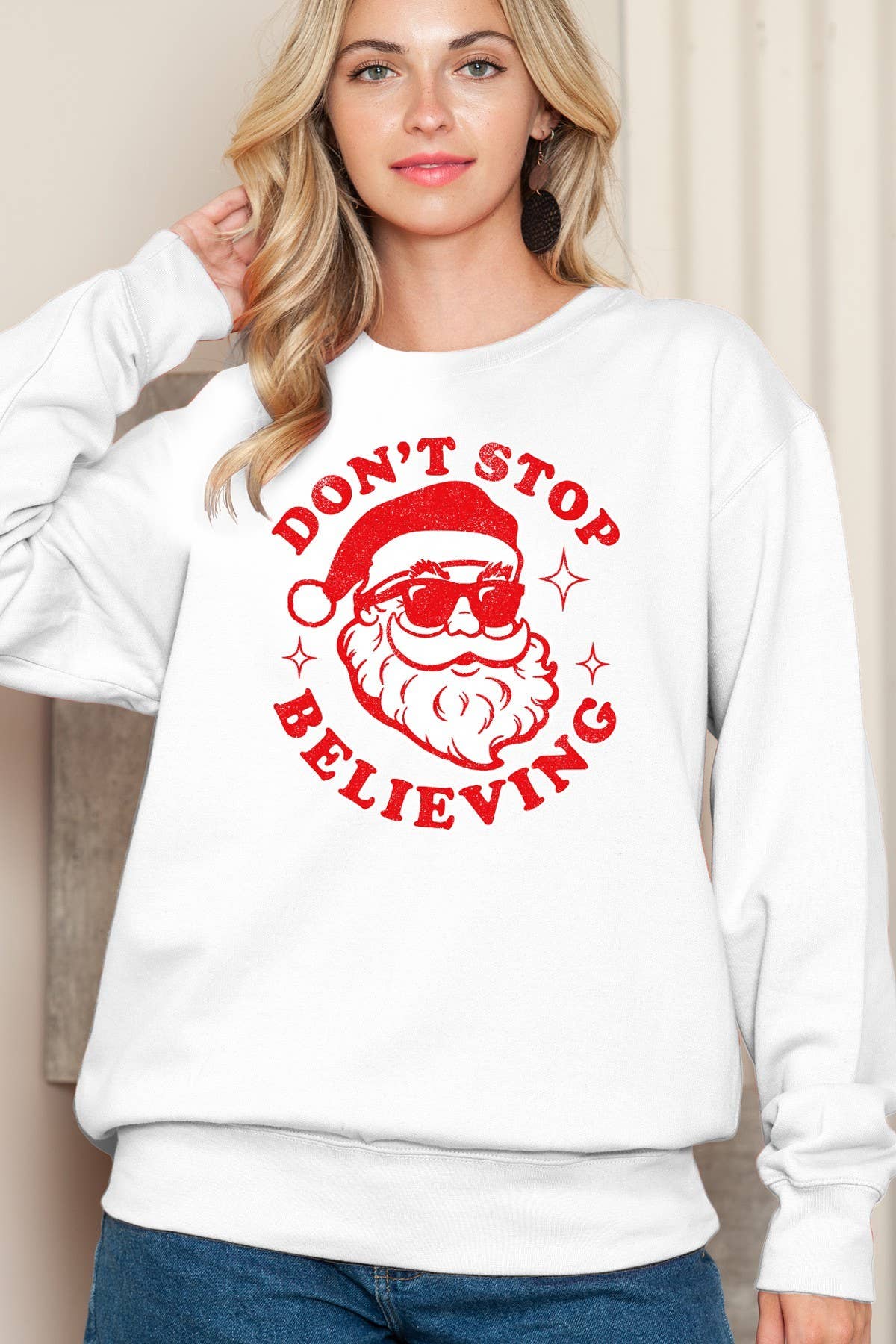 Do Not Stop Believing Graphic Print Sweater