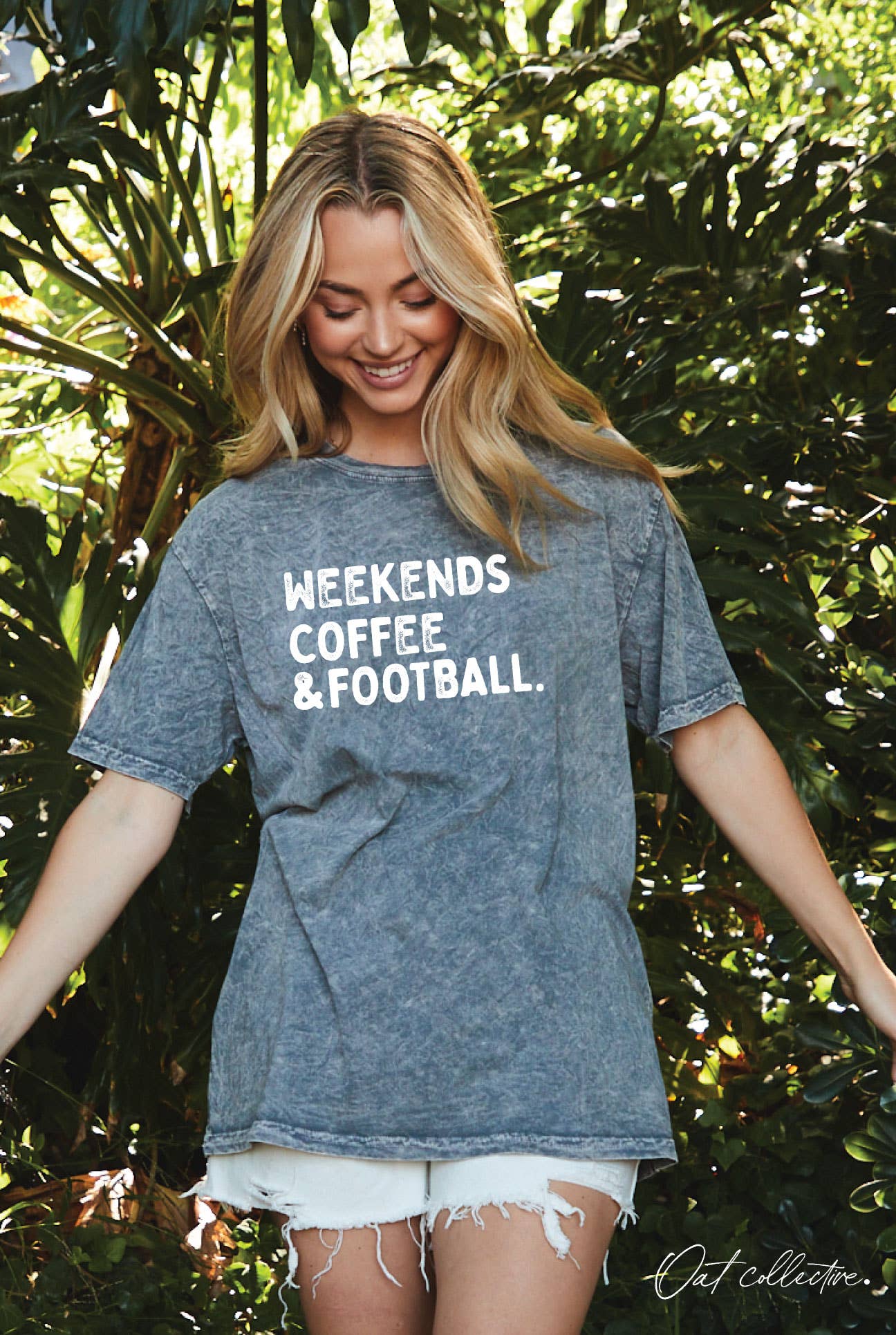 Weekends Coffee Football Oversized Graphic Top