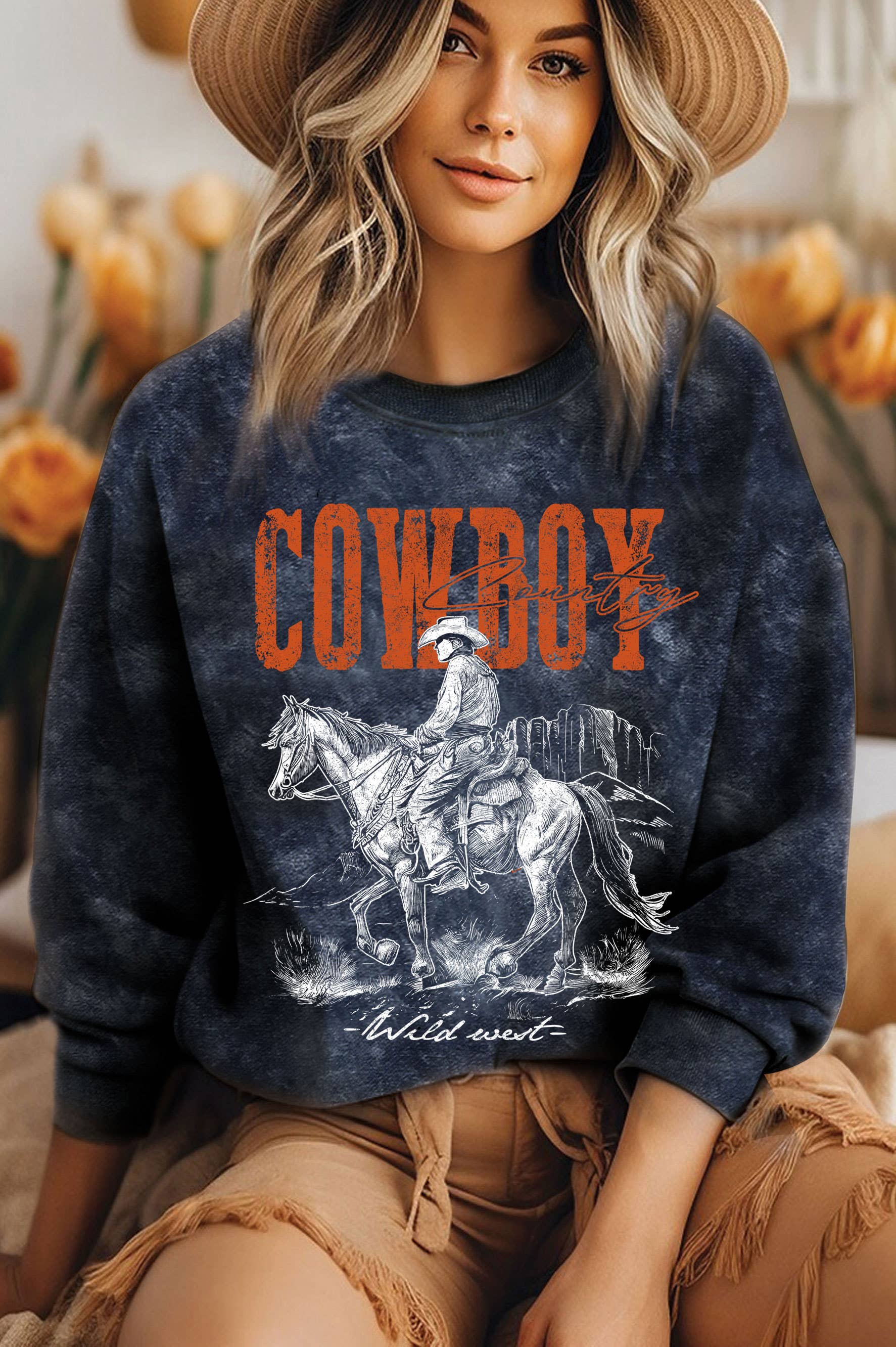Cowboy Country Wild West Mineral Graphic Brushed Sweatshirts