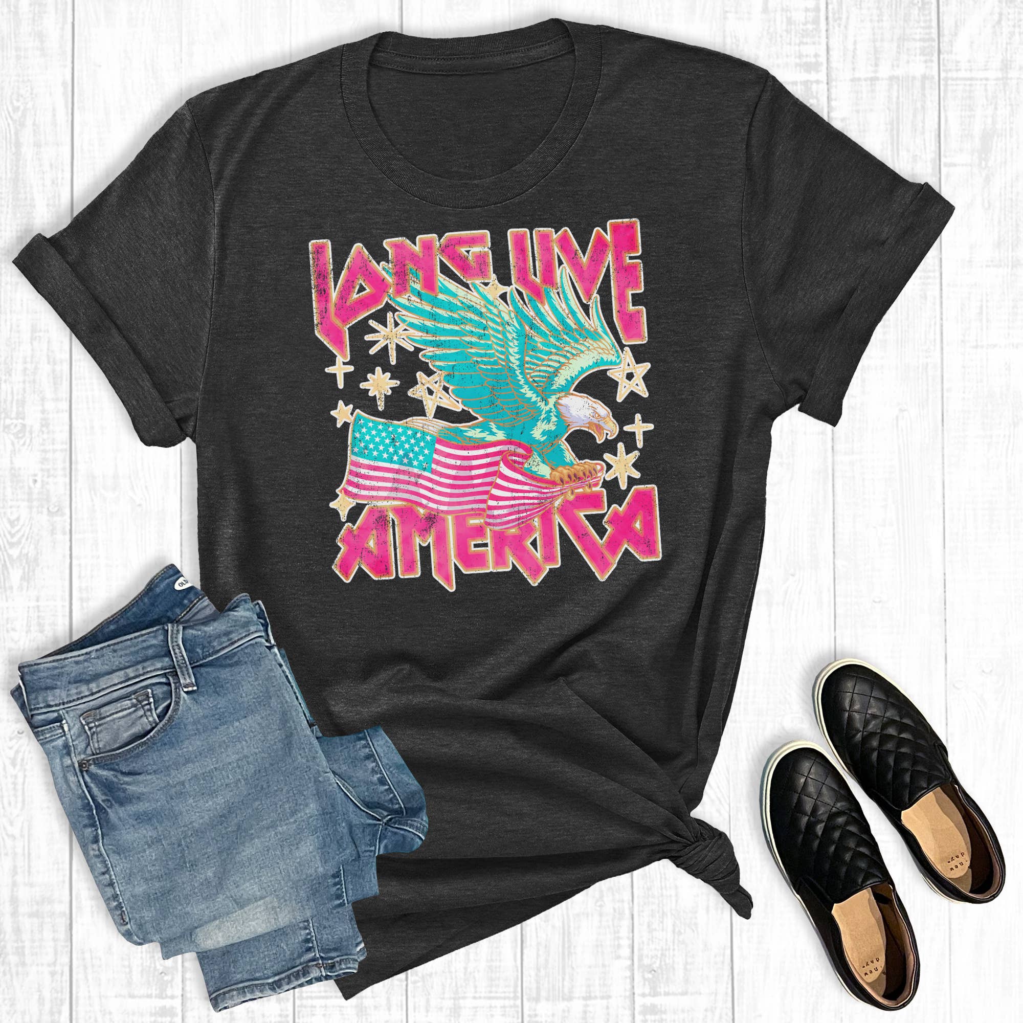 4th of July Long Live America Eagle Graphic Tee