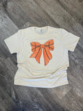 Basketball Large Bow On Cream Tee