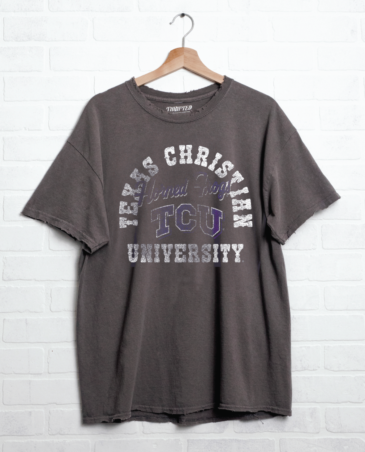 Tcu Horned Frogs Draft Charcoal Thrifted Tee