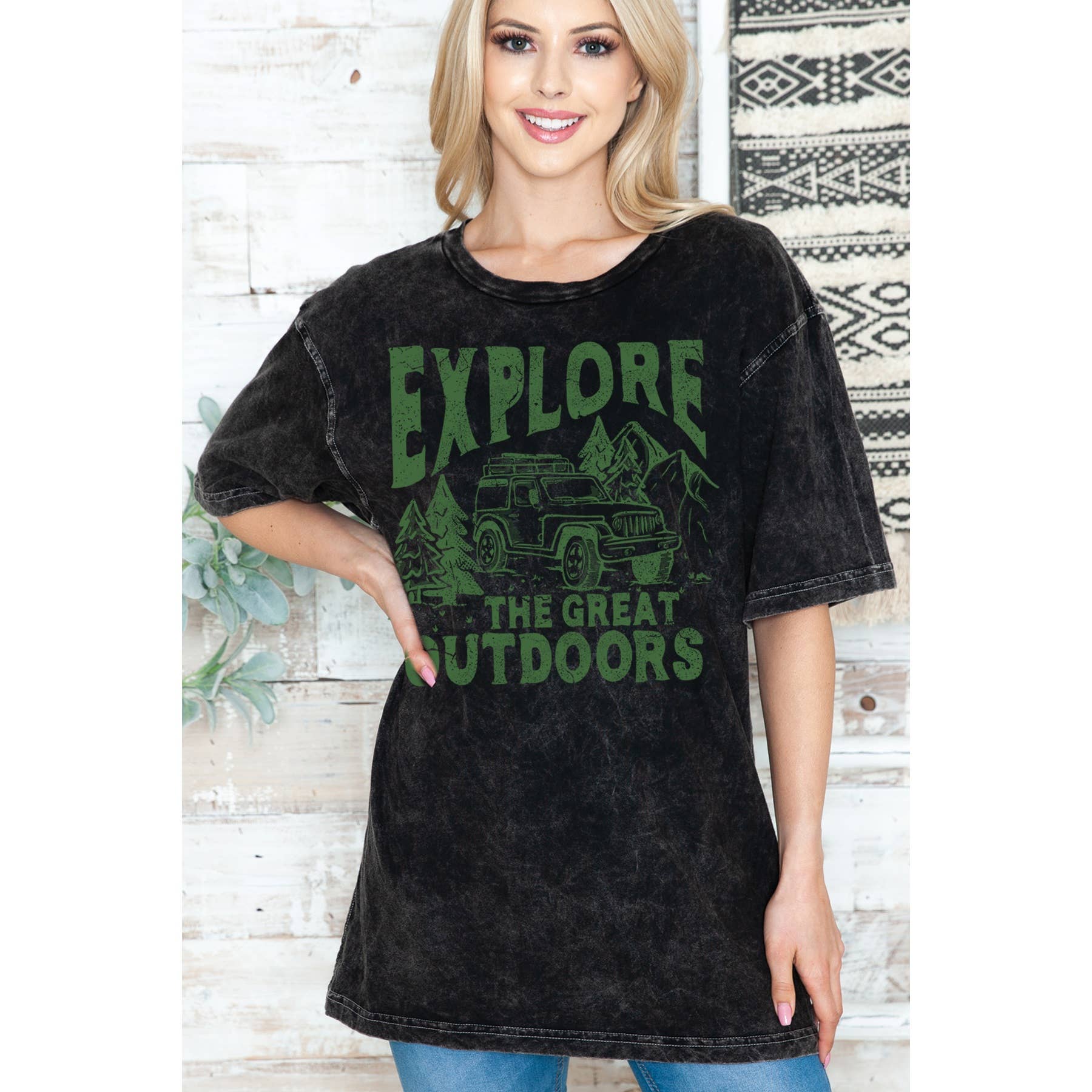 Explore the Great -Unisex Oversized Mineral Wash