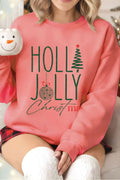 Holly Jolly Christmas Graphic Brushed Sweatshirts