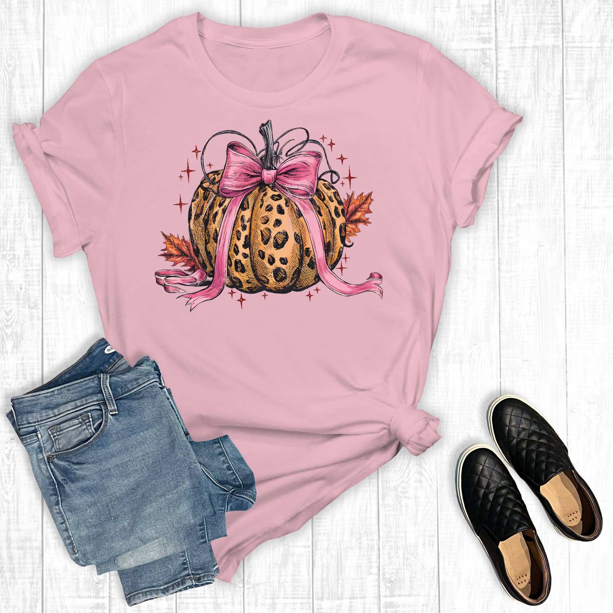 Retro Fall Coquette Bow Pumpkin Graphic Tee