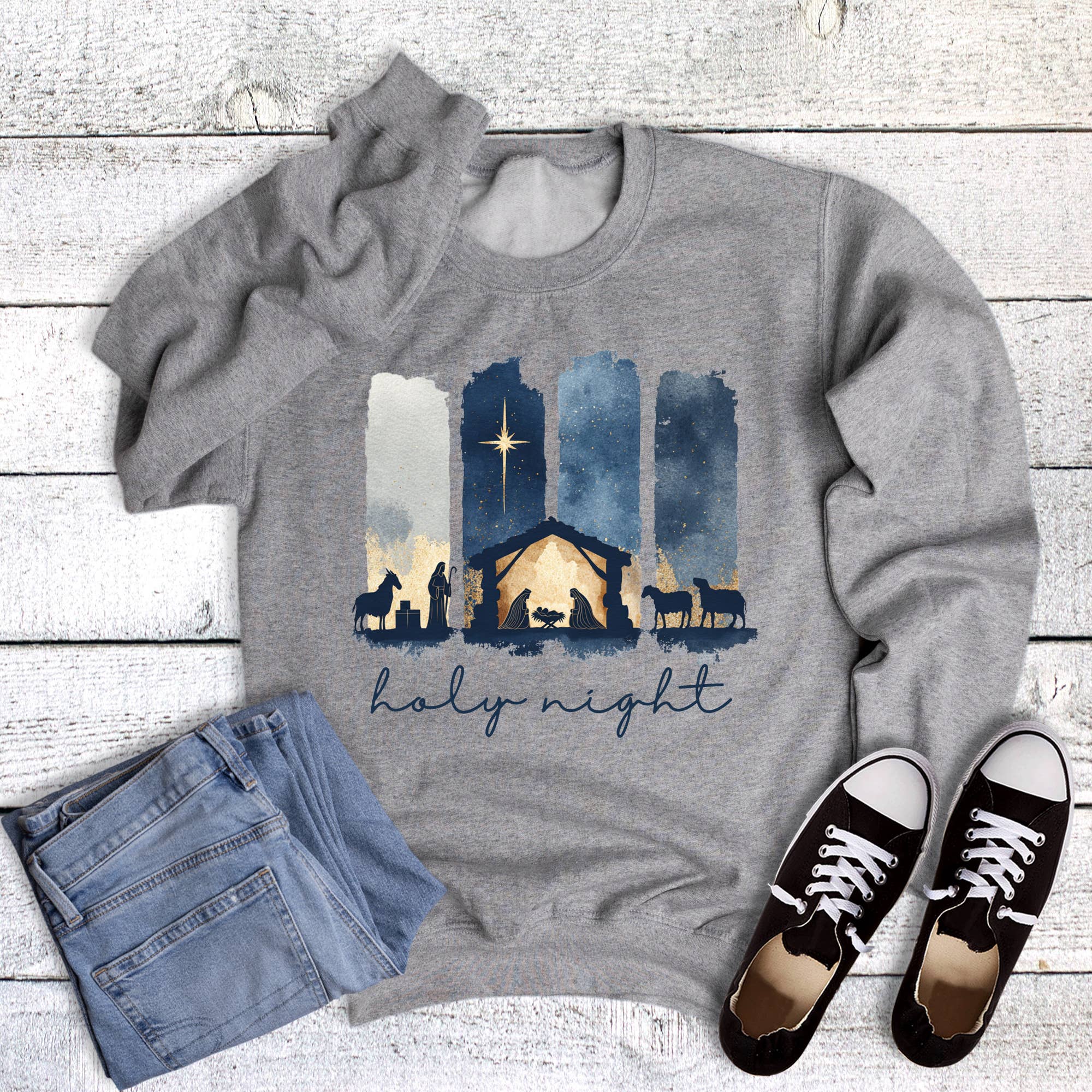 Christmas Faith Navy Oh Holy Night Sweatshirt