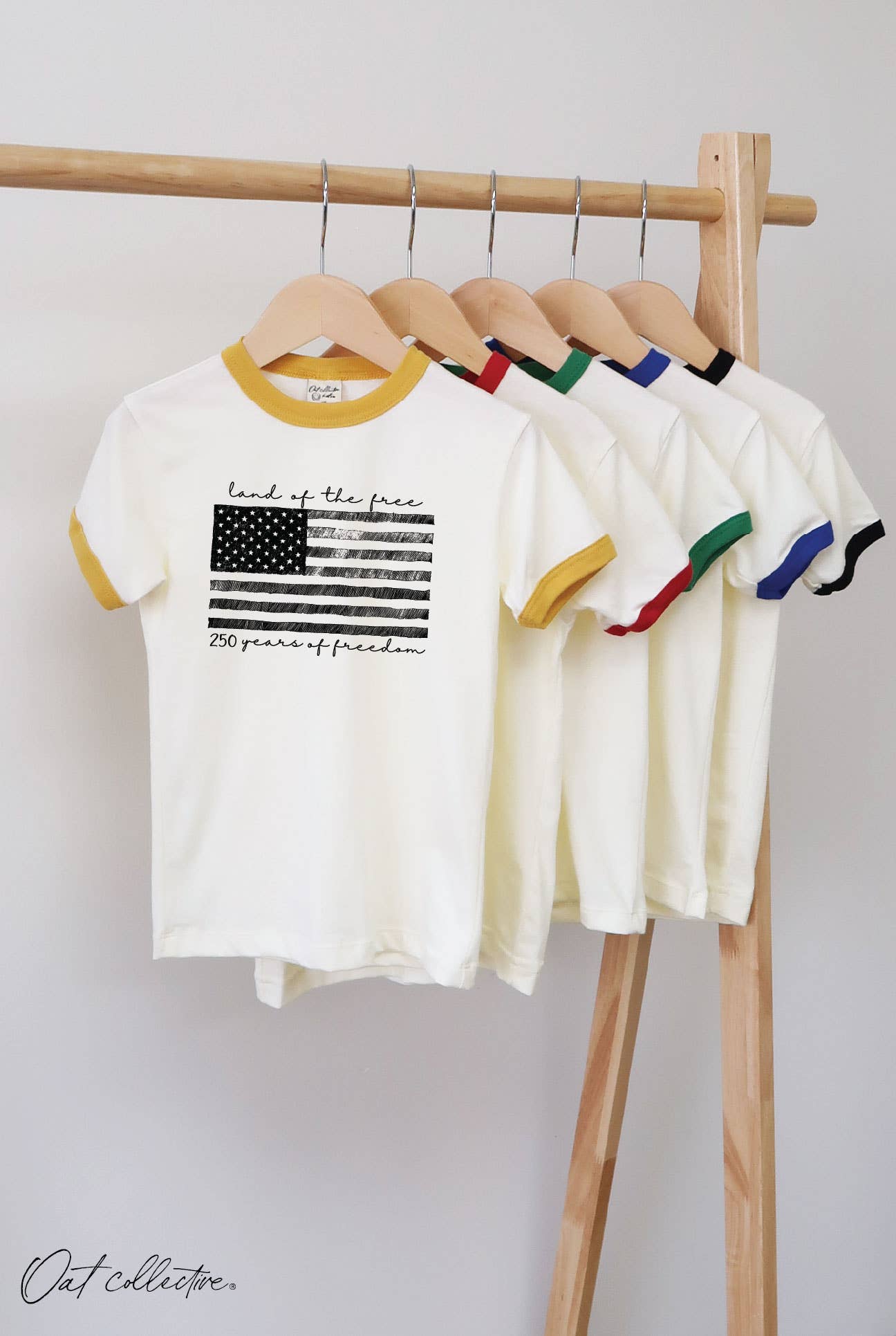 Land of the Free  Toddler Unisex Ringer Top