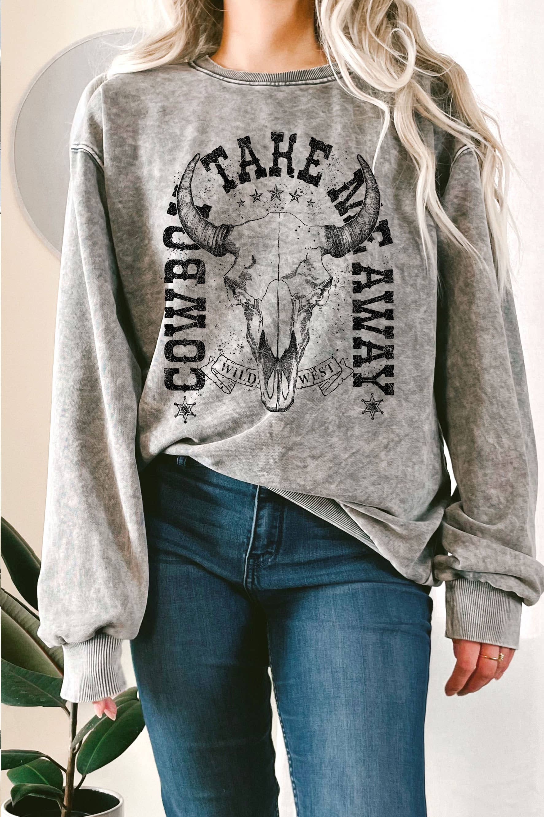 Cowboy Take Me Away Mineral Graphic Terry Sweatshirts