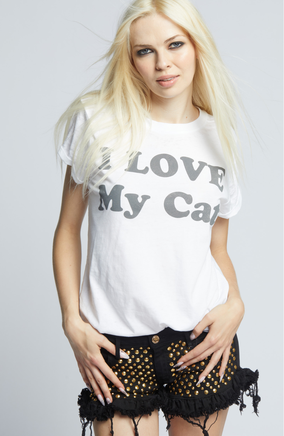 303334 - 130 I Love My Cat Burn Out Graphic Tee