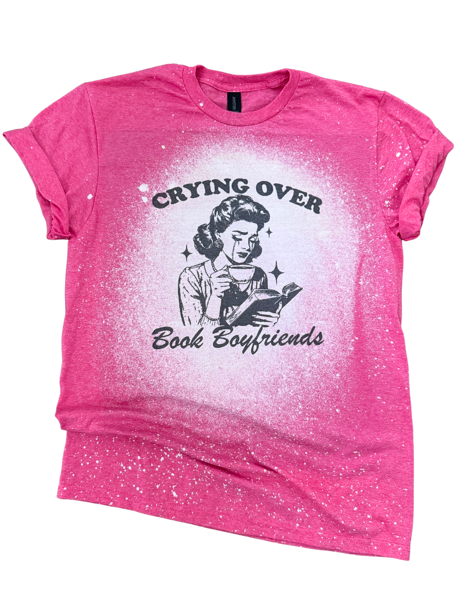 Crying Over Book Boyfriends – Retro Reader Bleached Tee