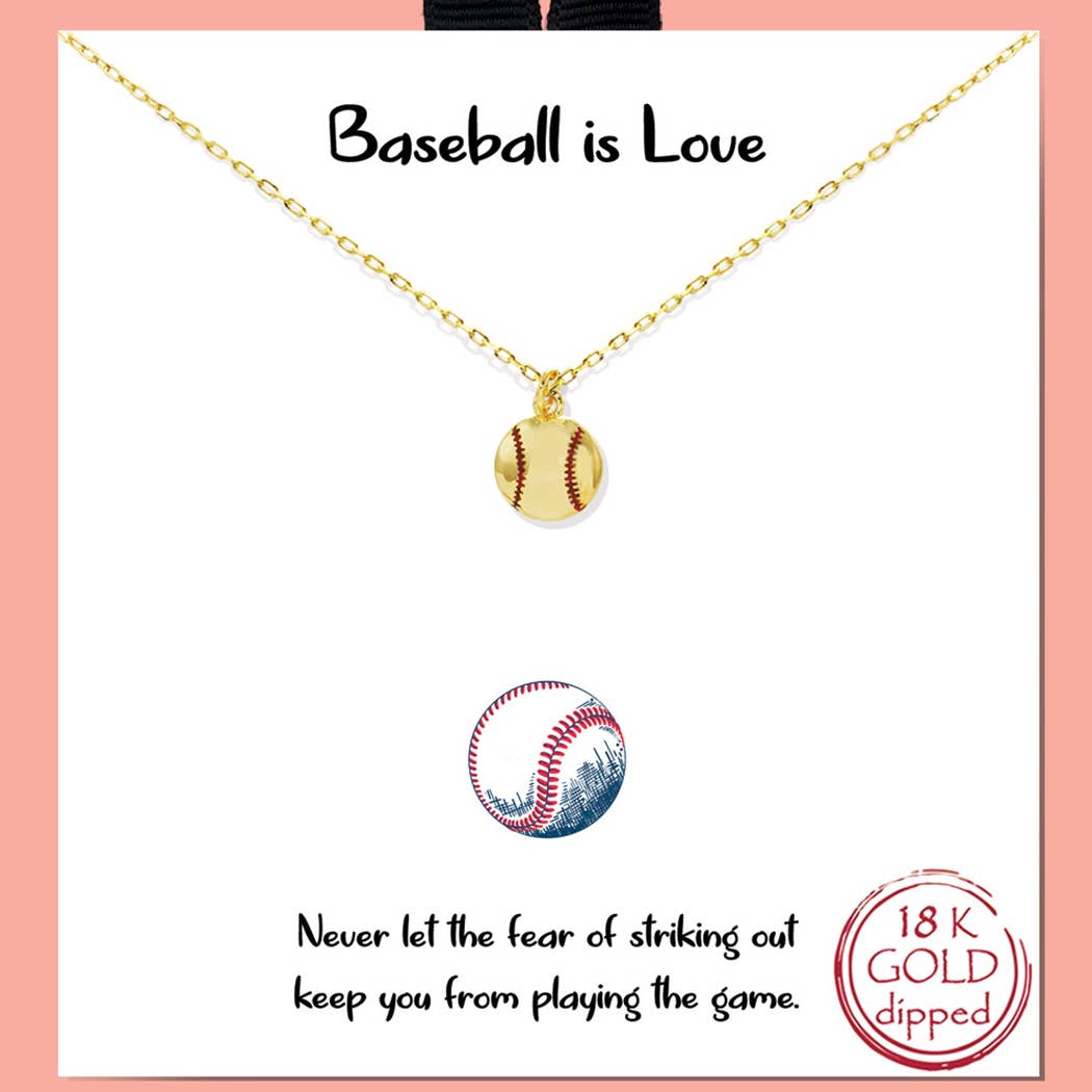 Gold-Dipped Baseball Figure Pendant Necklace