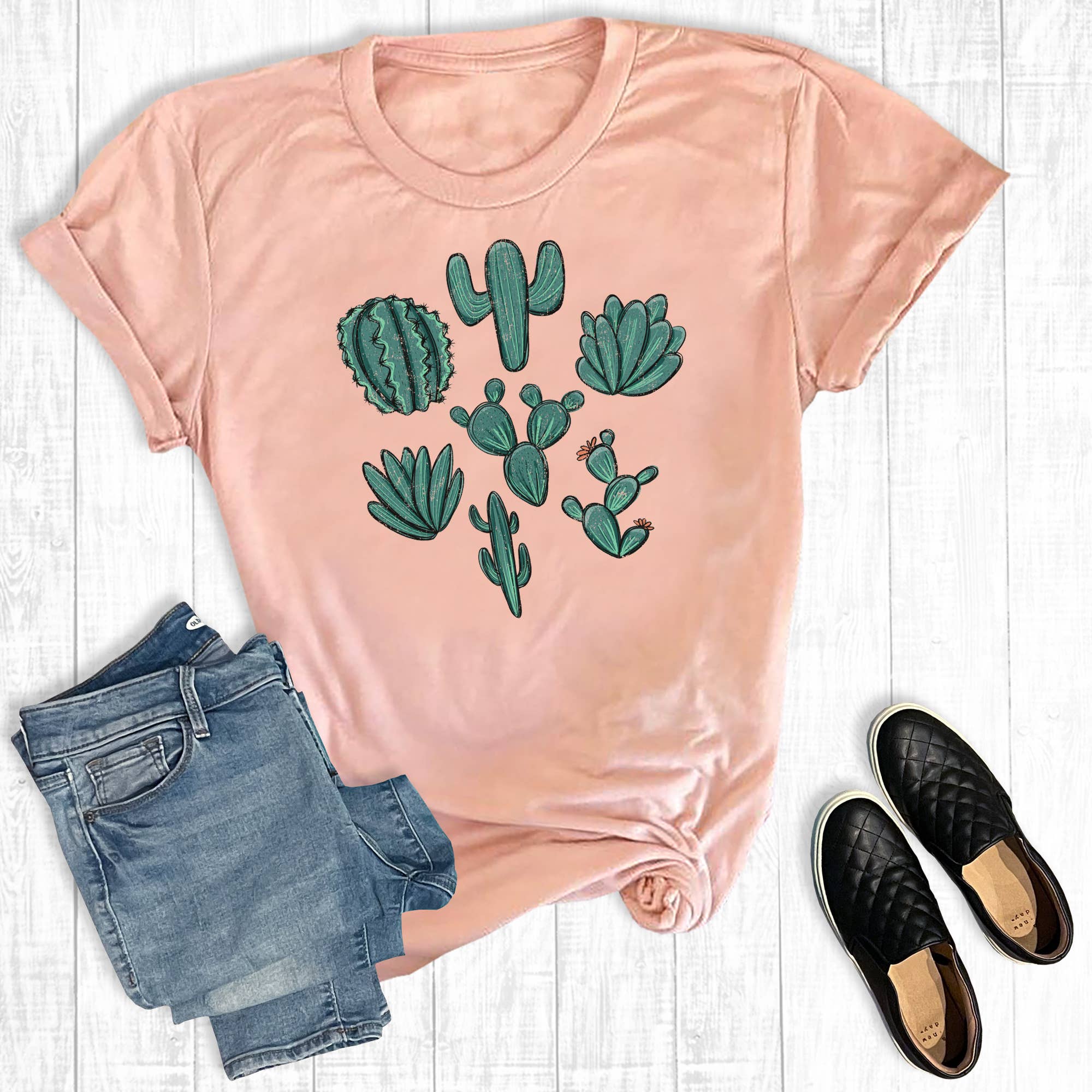 Western Hand Drawn Cactuses Graphic Tee