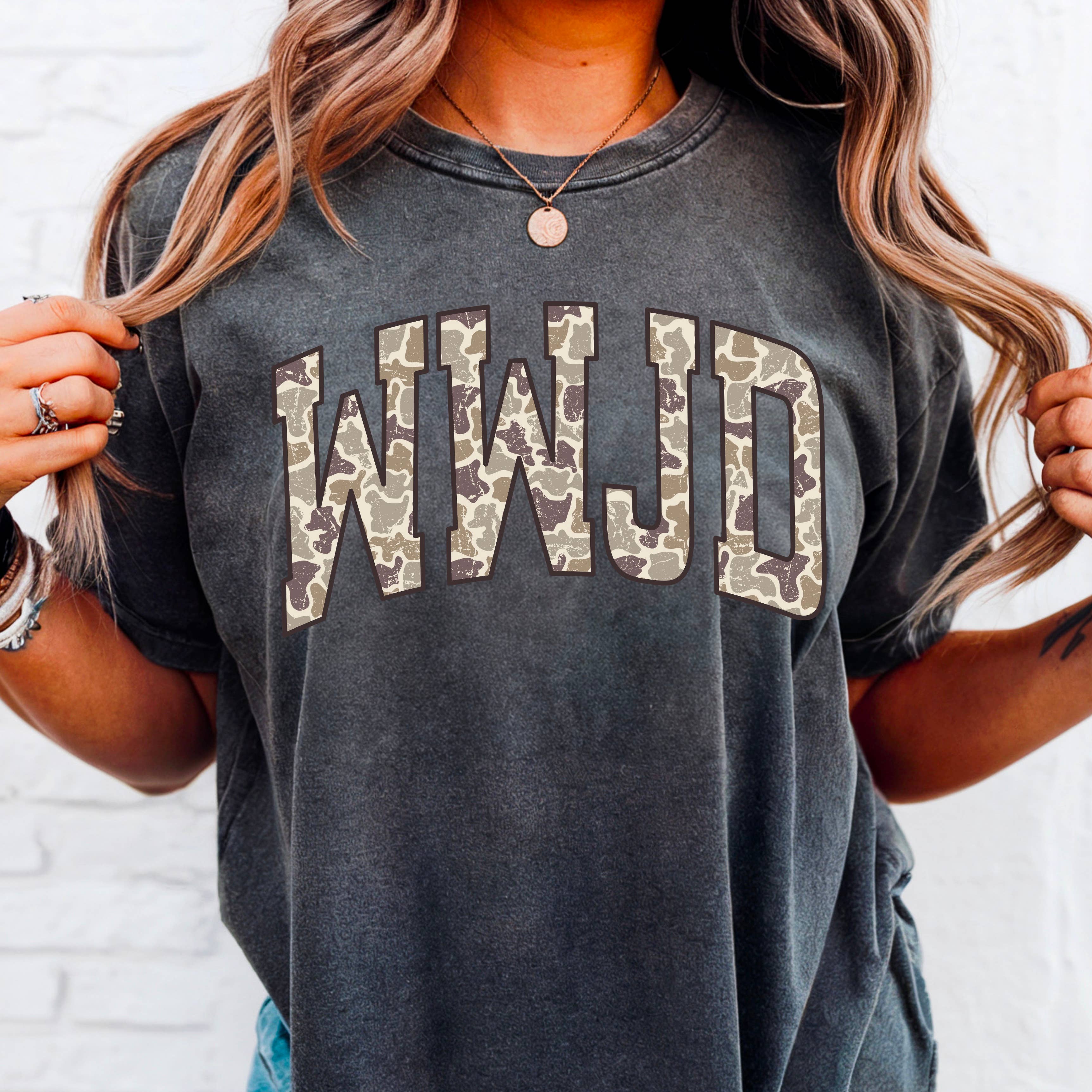 Wwjd Camo Christian Graphic Shirt | Comfort Color