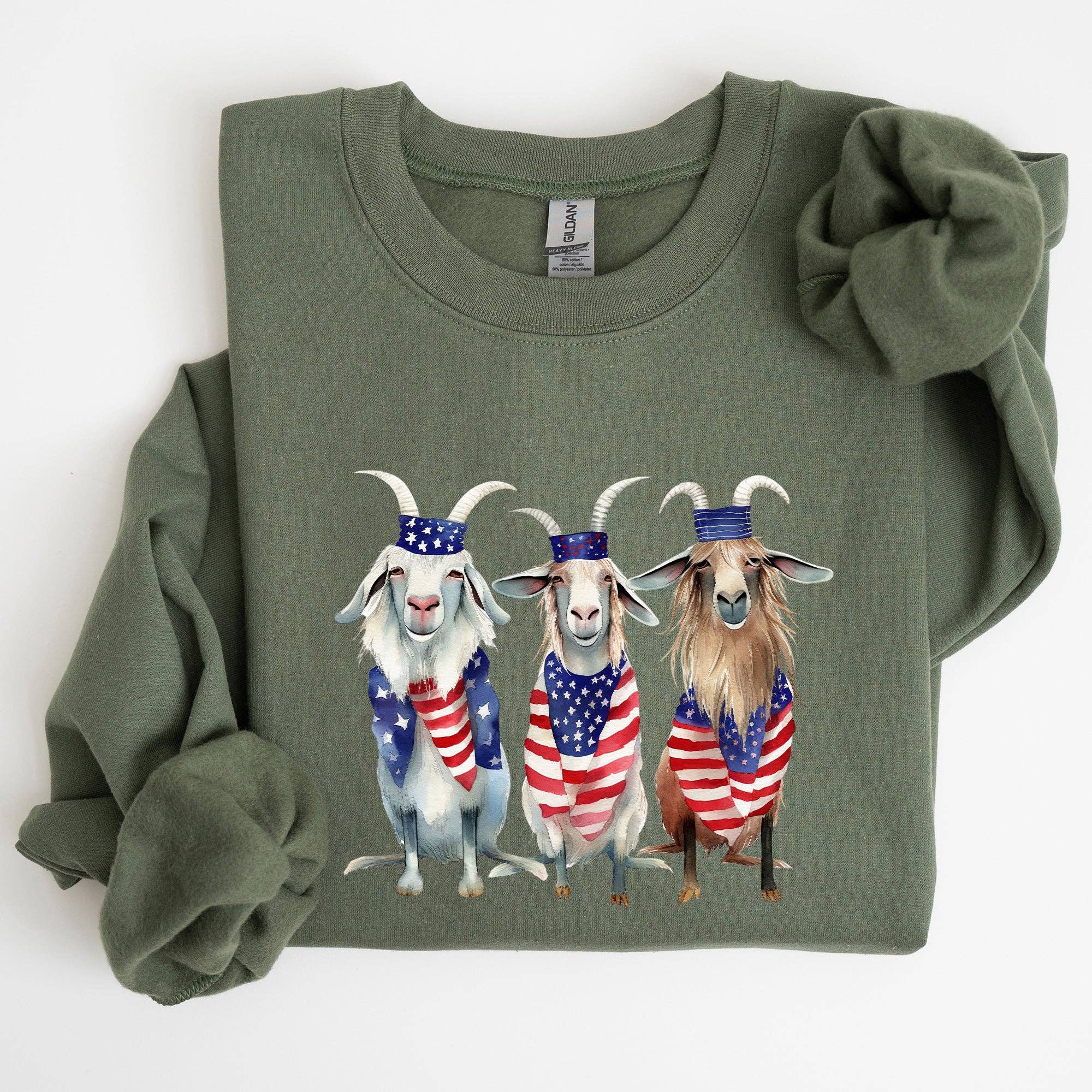 Patriotic Goats, Hippie, Funny, 4th of July Sweatshirt