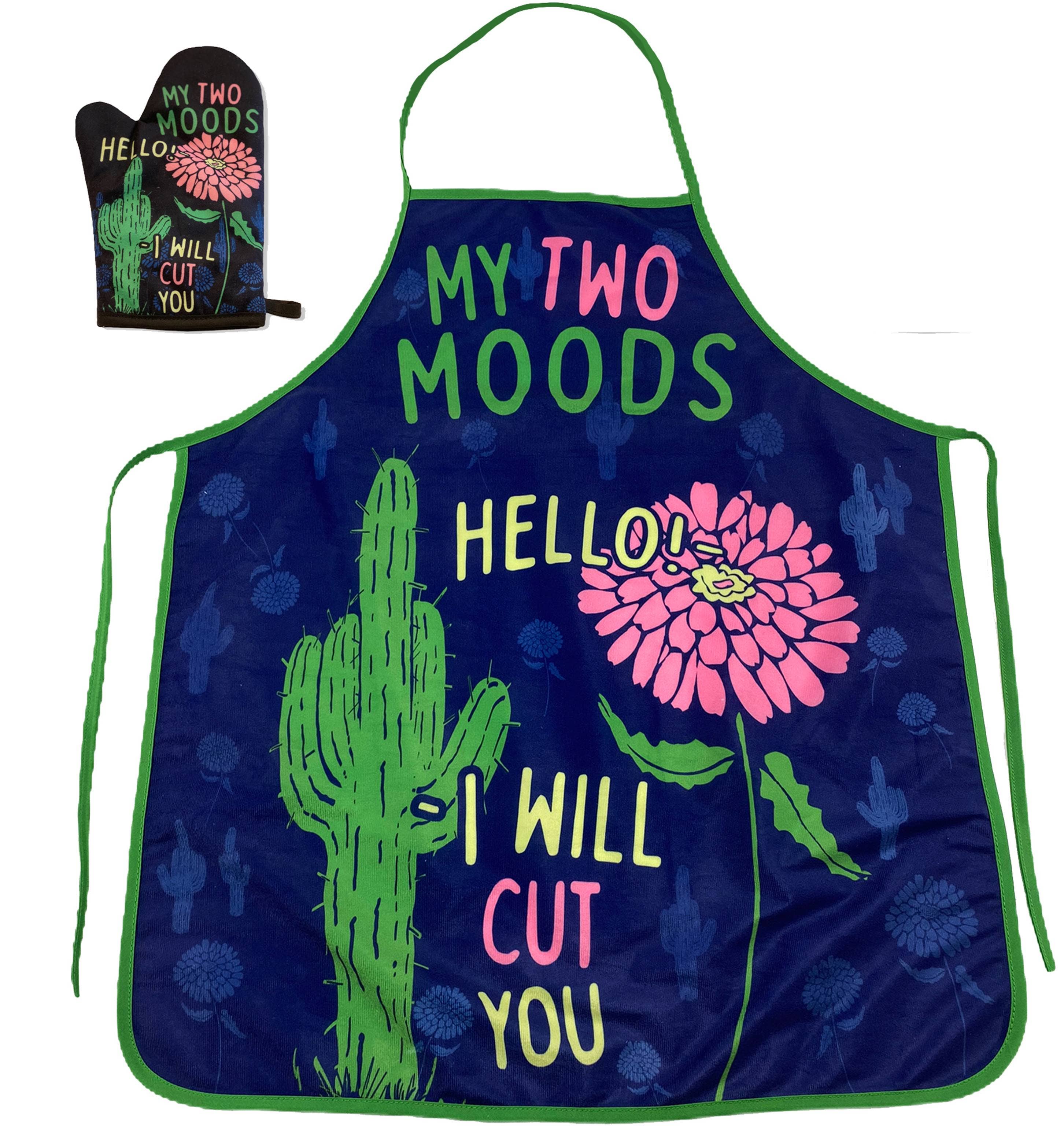 My Two Moods Hello I Will Cut You Oven Mitt + Apron Bakeware