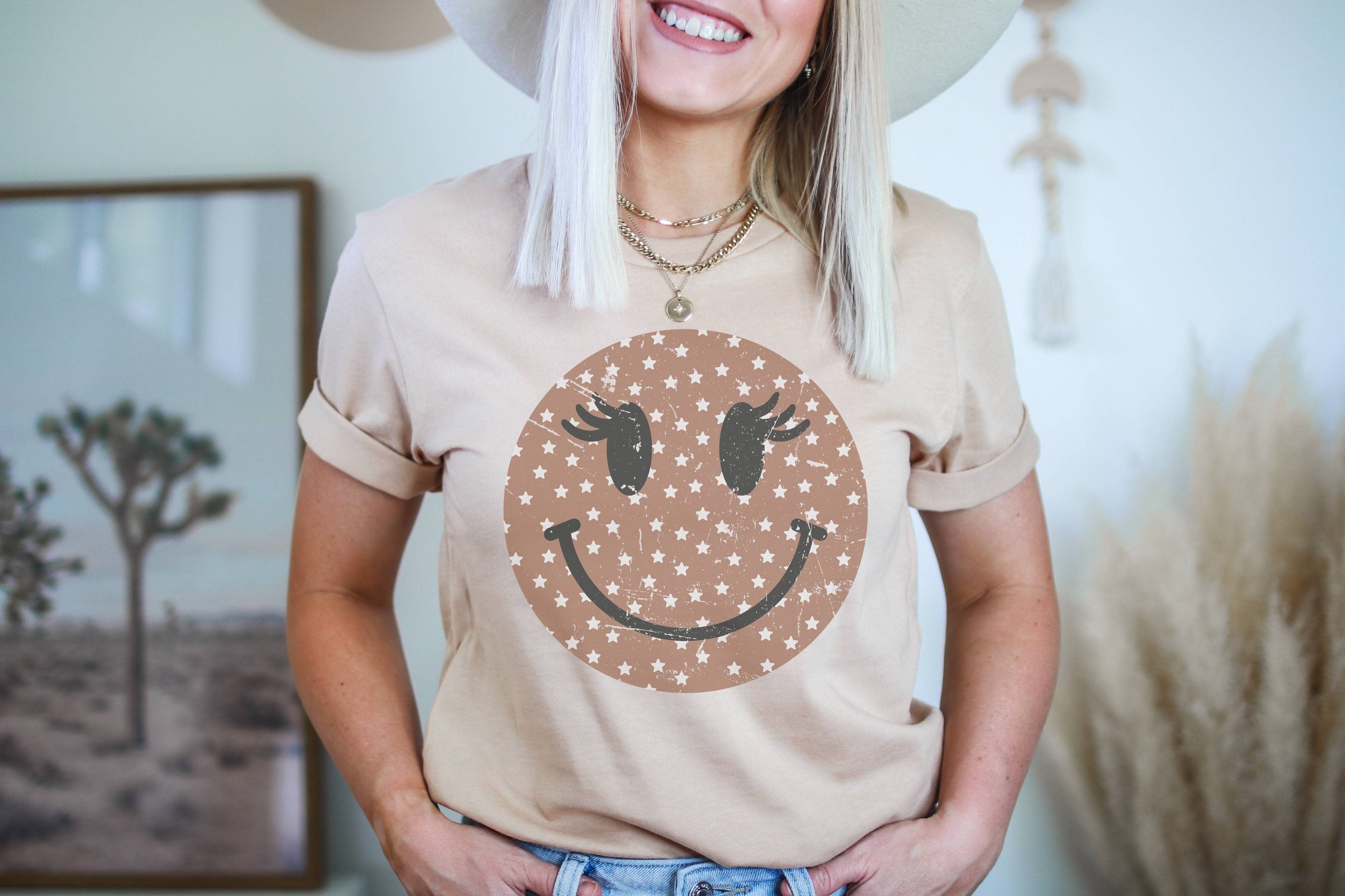 Grunge Happy Face | Fall Shirt Graphic Tee