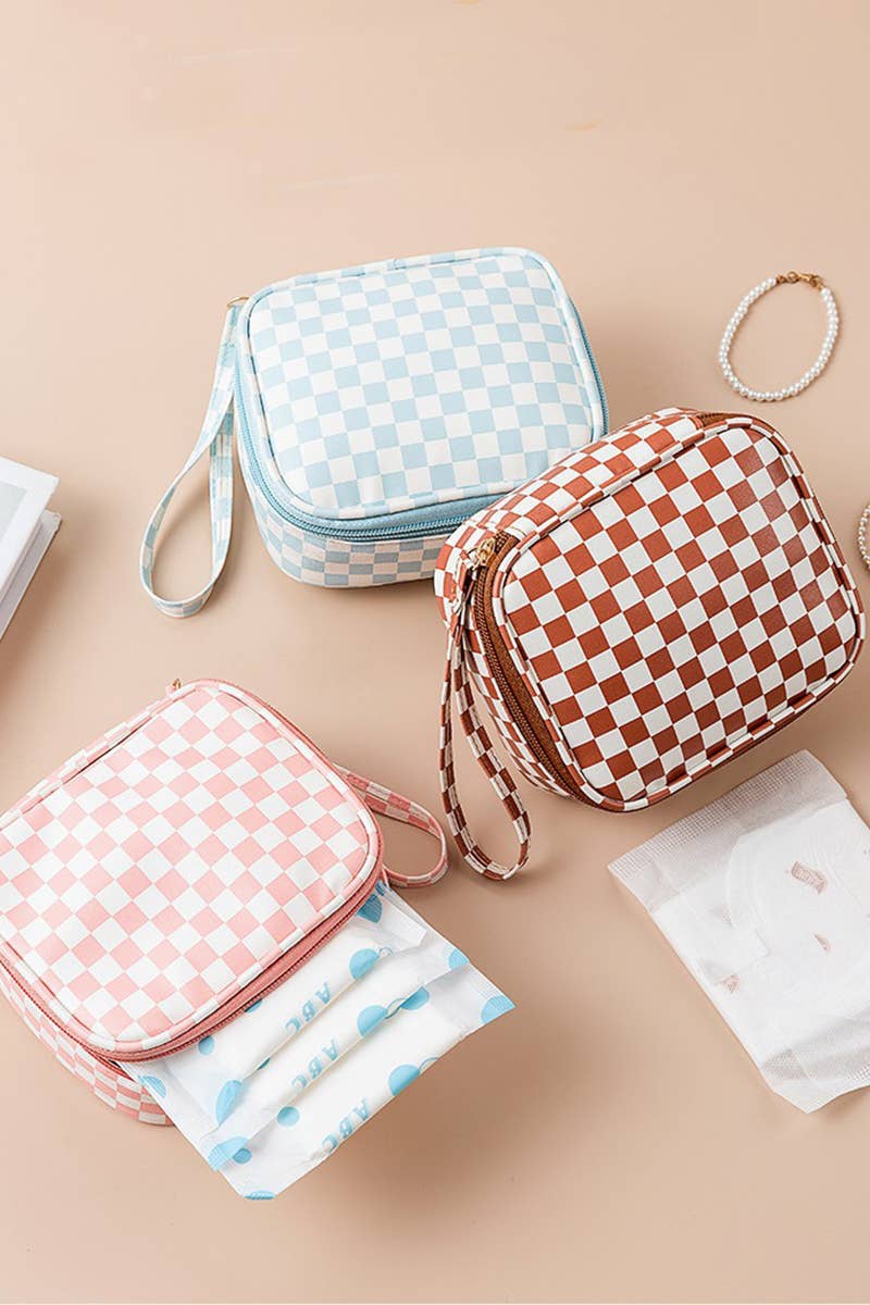 ..SI-26551 Checkered Cosmetic Makeup Travel Case