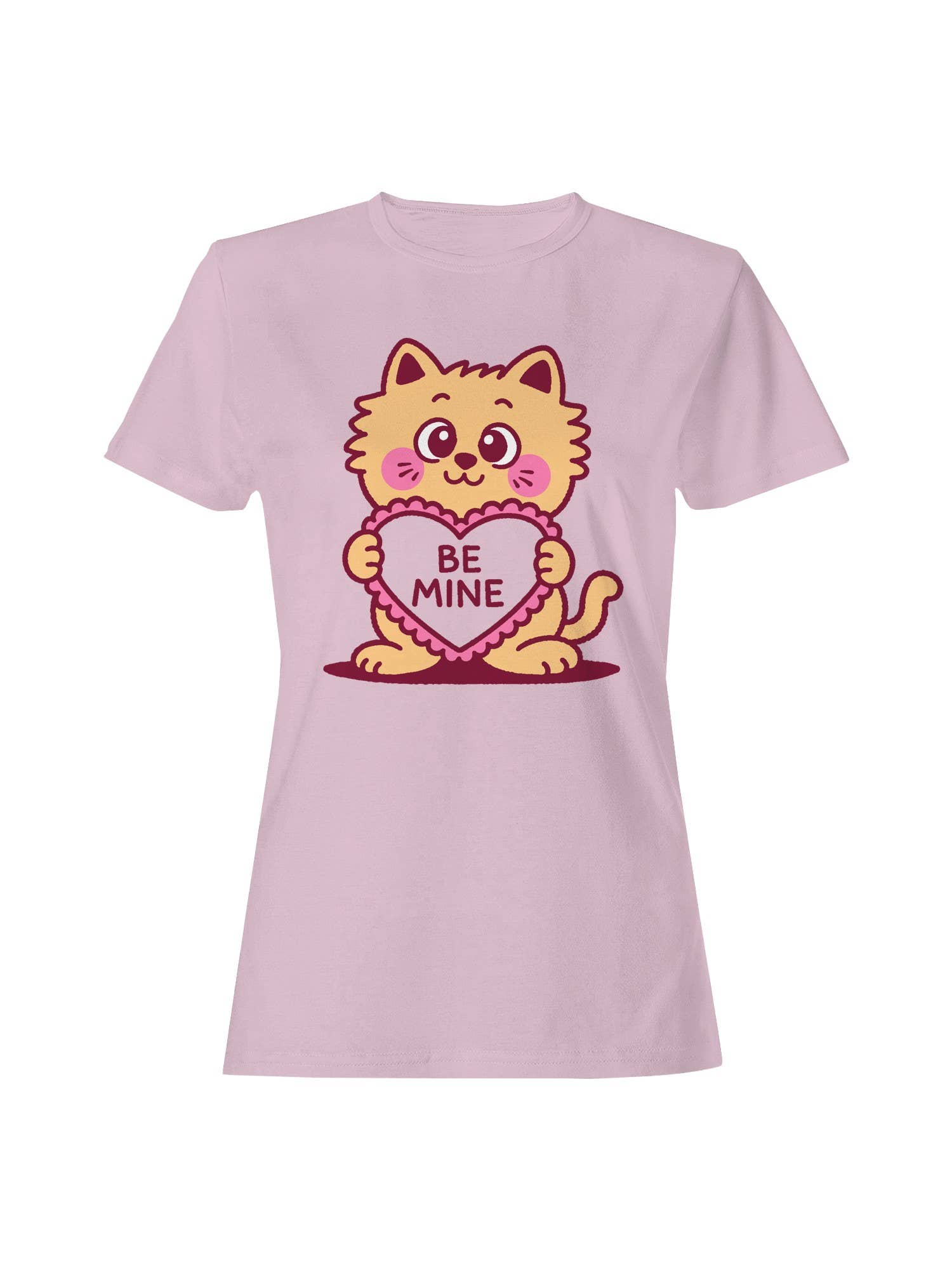 Adorable Cat Holding Be Mine Heart Women's T-Shirt