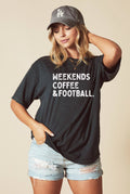 Weekends Coffee and Football Mineral Washed Graphic Top