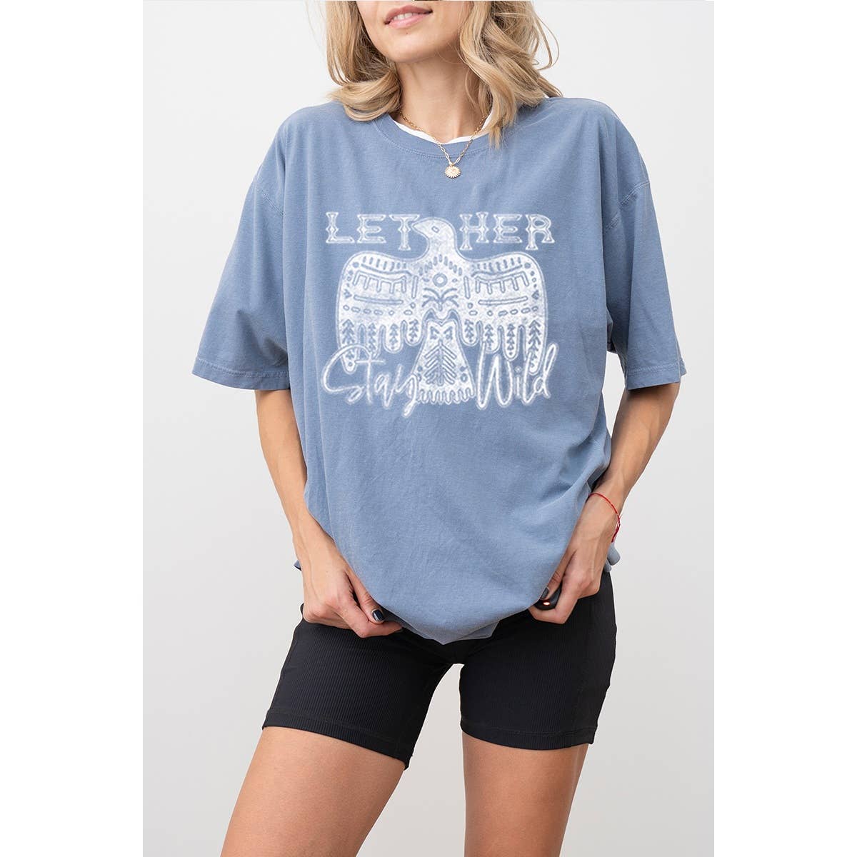 Let Her Stay Wild  Vintage Graphic Oversized Tee