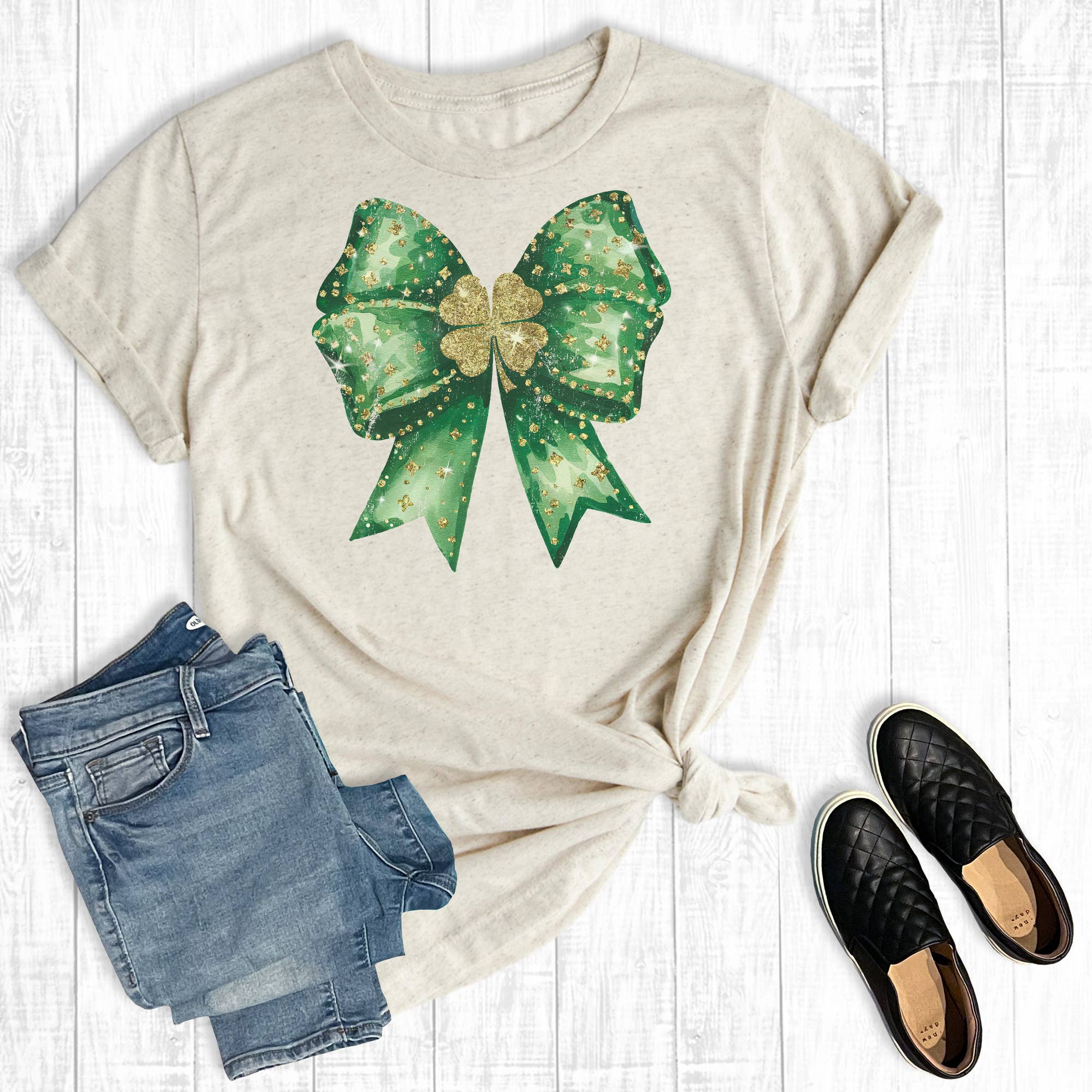 St Paddy's Day Coquette Bow Graphic Tee