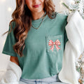 Christmas Cake, Ribbon, Bow, Pocket Tee