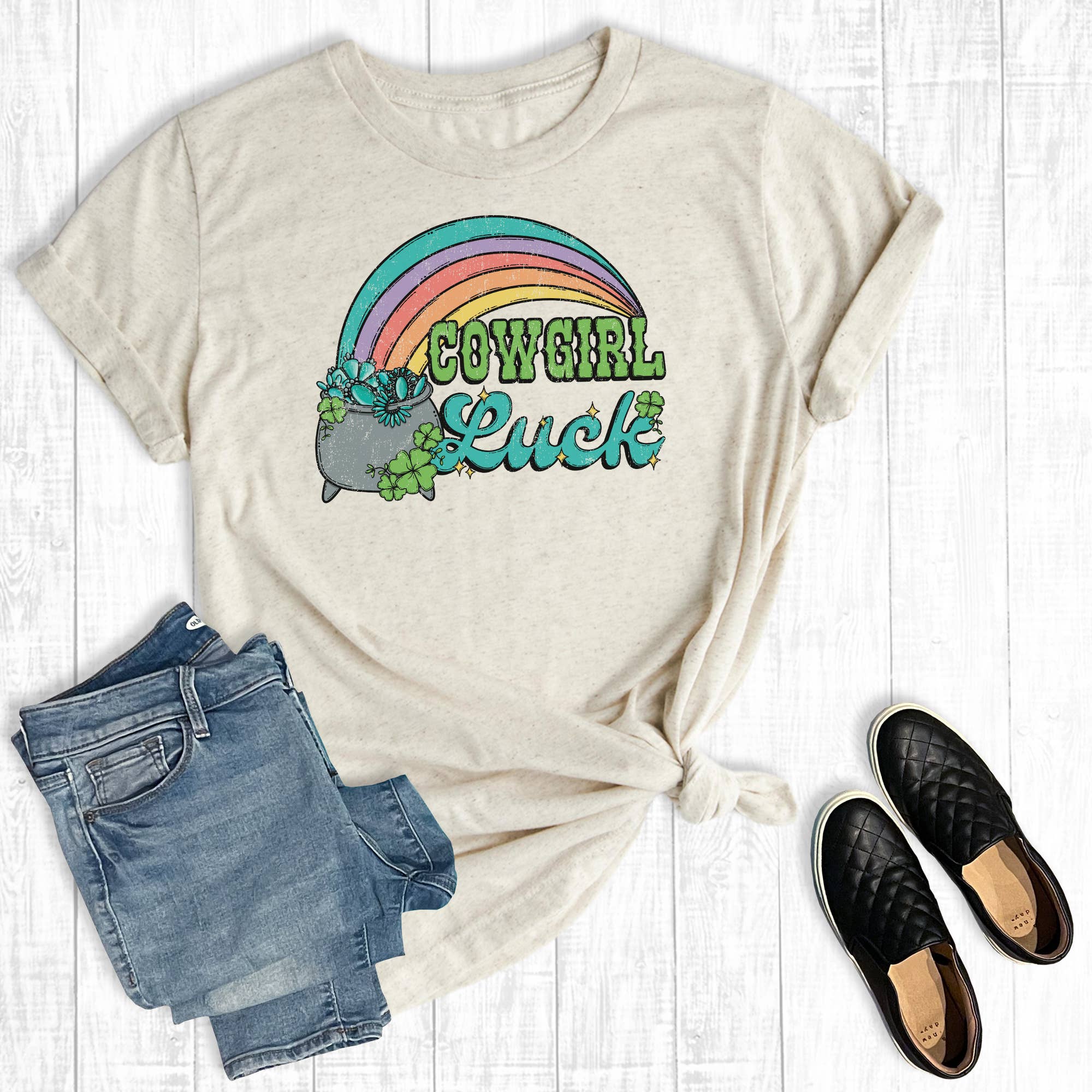 Western St. Patrick's Day Cowgirl Luck Graphic Tee