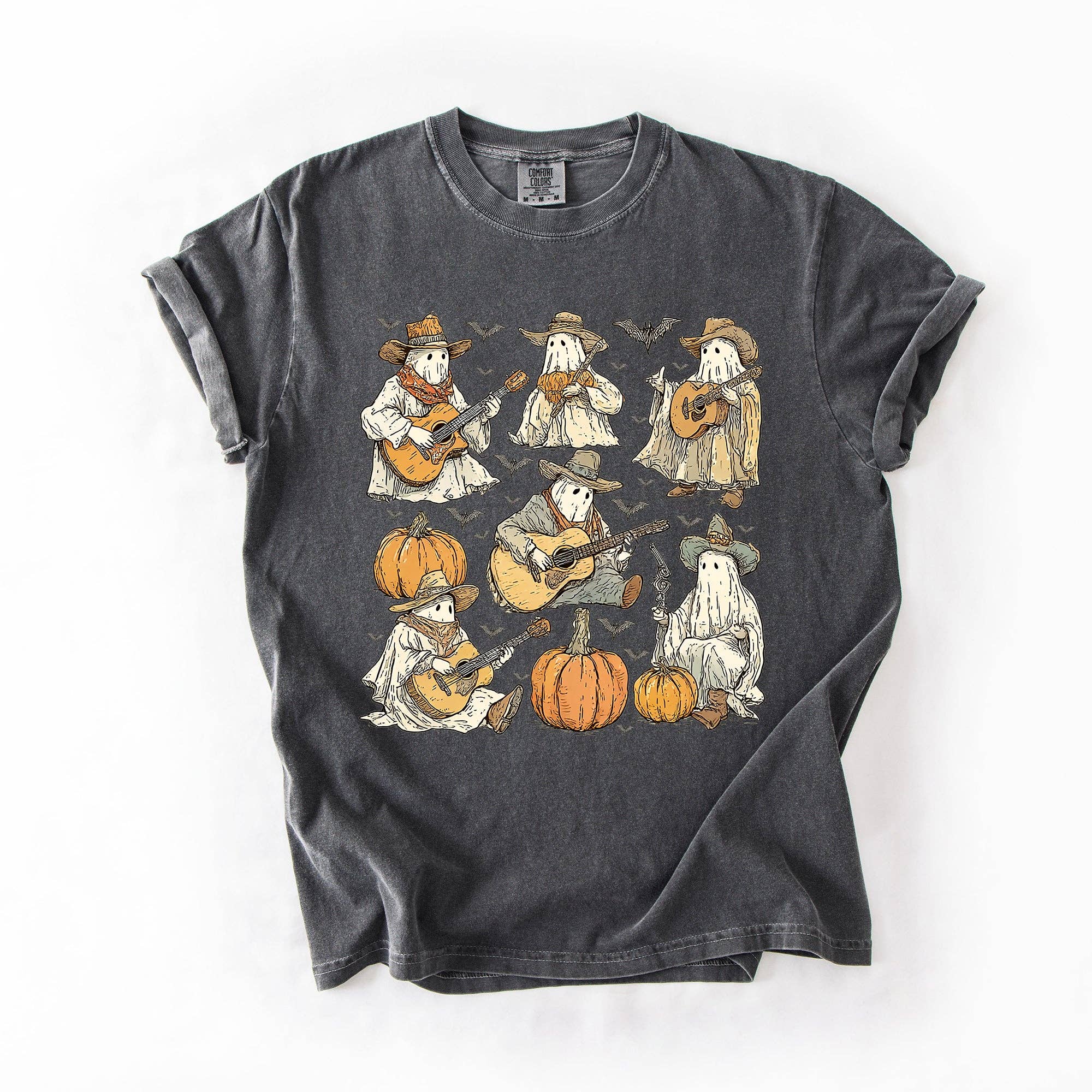 Ghost Cowboys, Halloween, Bats Spooky Comfort Colors T-Shirt
