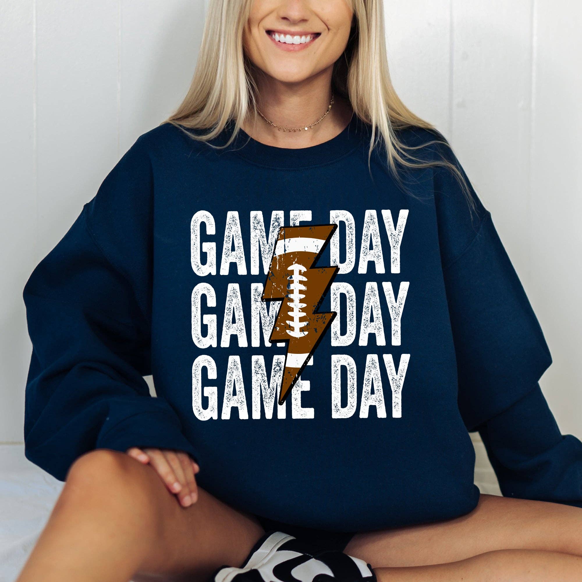 Game Day, Lightening Bolt Football Tailgate Party Sweatshirt