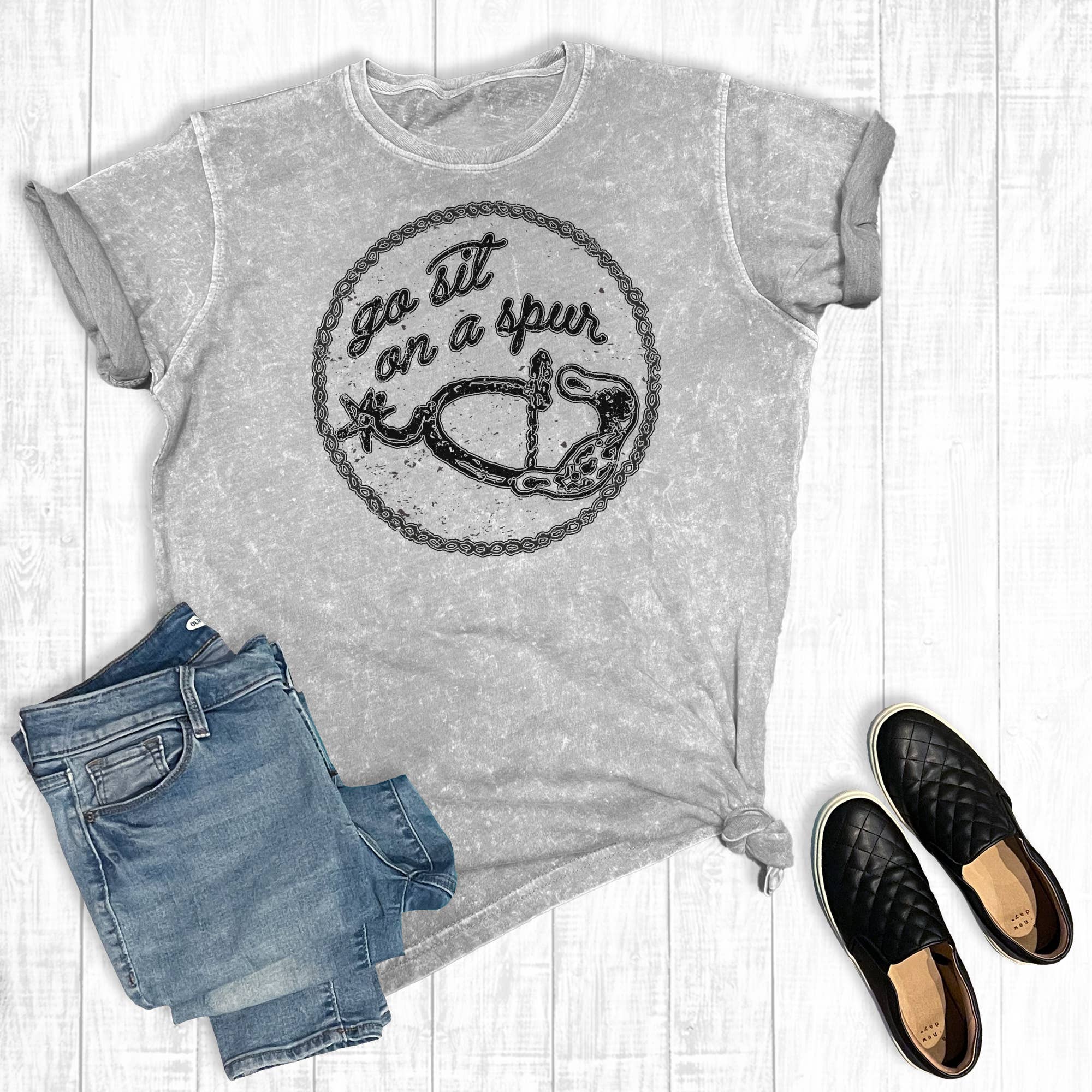 Western Go Sit On A Spur Mineral Wash Graphic Tee