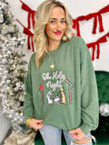 Oh Holy Night Nativity Manger Dtf Sweatshirt