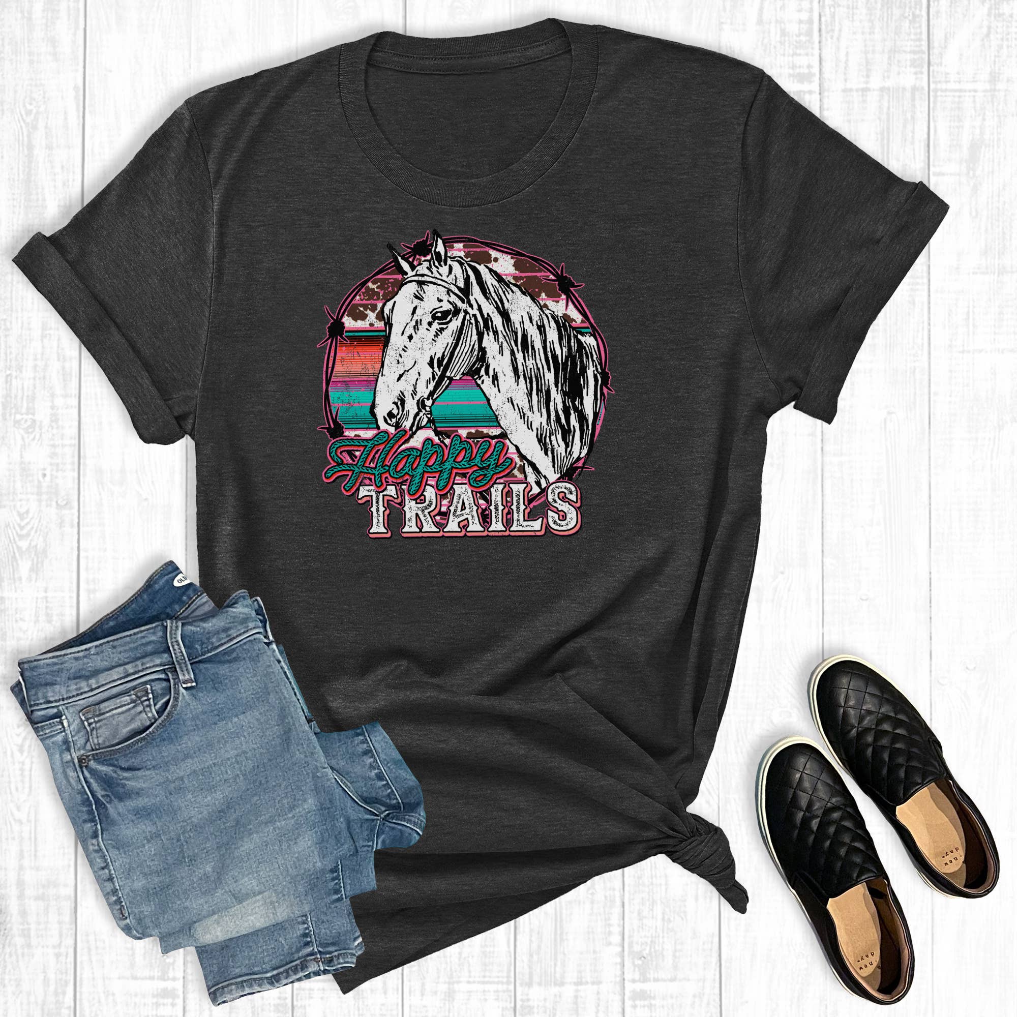 Western Happy Trails Horse Graphic Tee