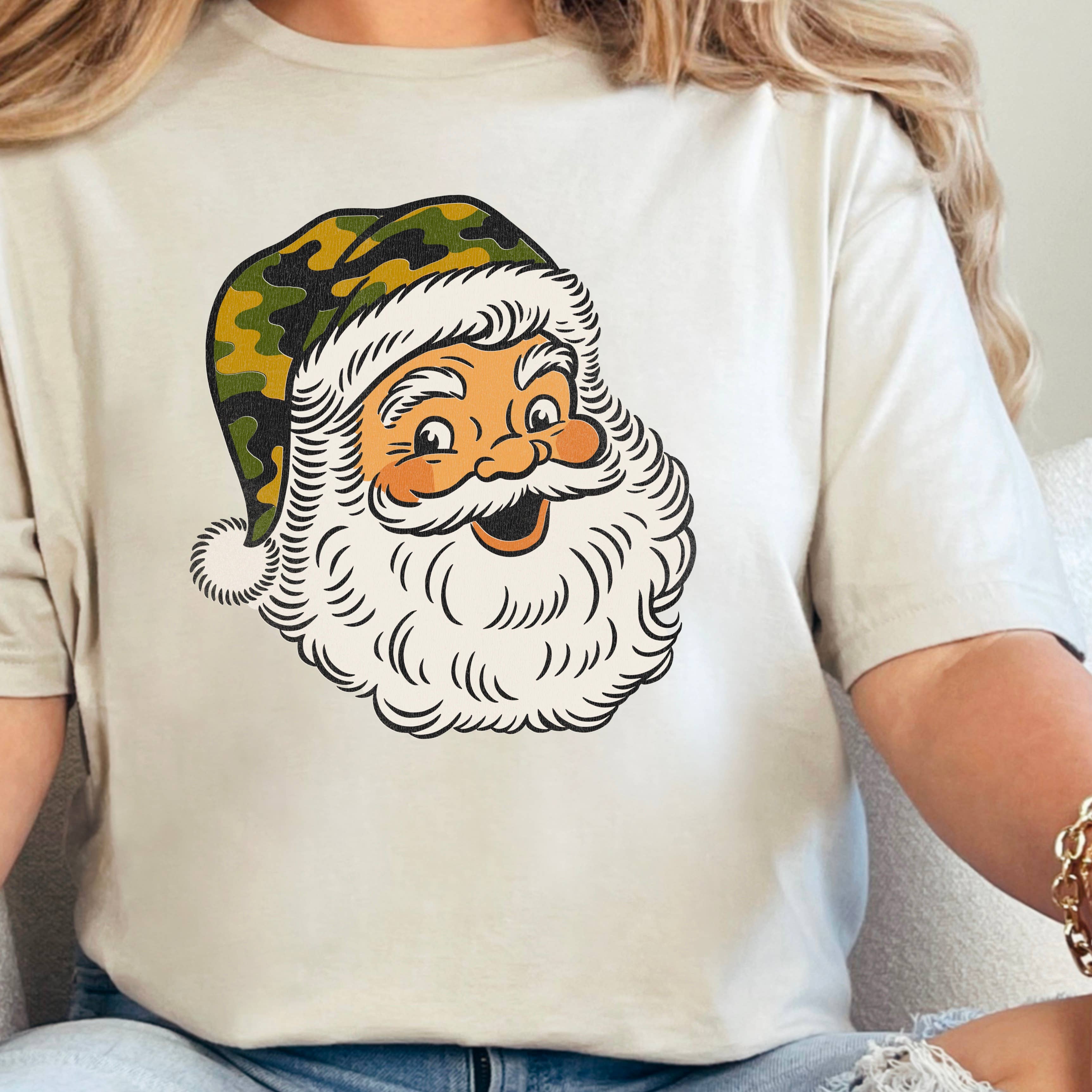Camo Santa Christmas 2025 Graphic Tee | Gildan