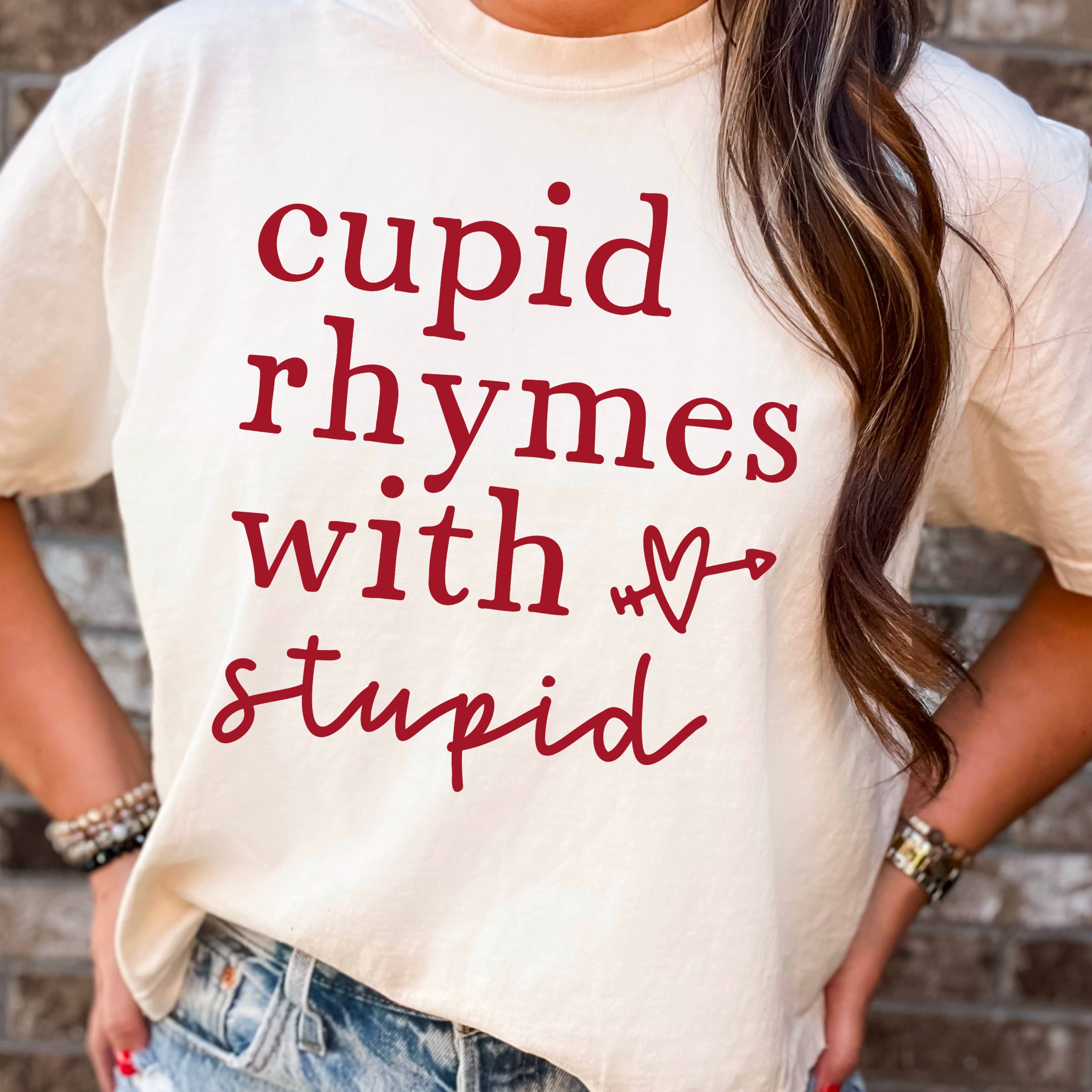 Cupid Rhymes with Stupid Graphic Tee | Comfort Colors