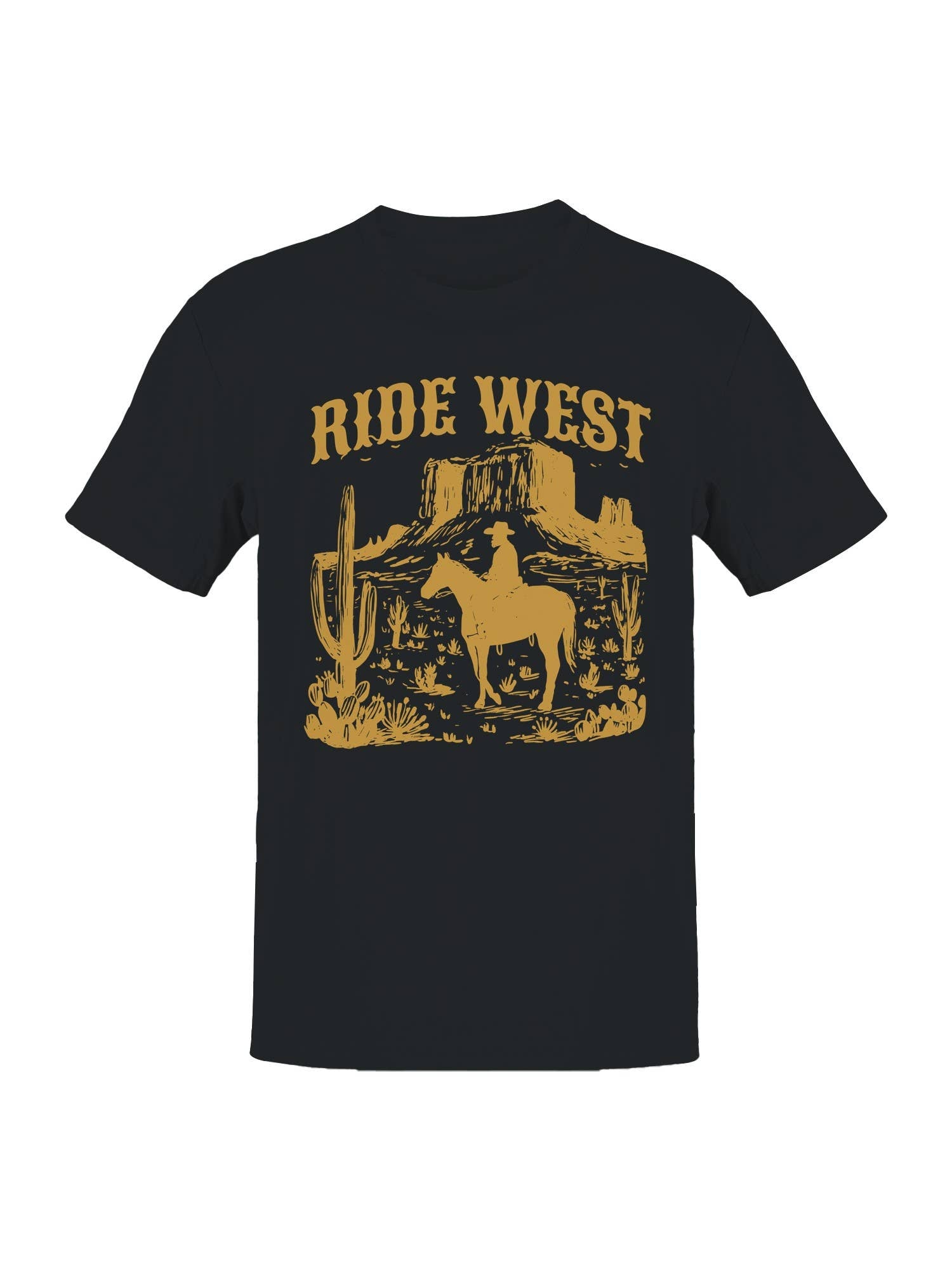 Ride West Cowboy Adventure Scene Men's T-Shirt