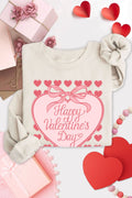 Happy Valentine's Day Ribbon Bow Heart Graphic Sweatshirts