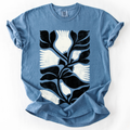 White Petal Flower and Black Leaf Vintage Boho Nature Tshirt