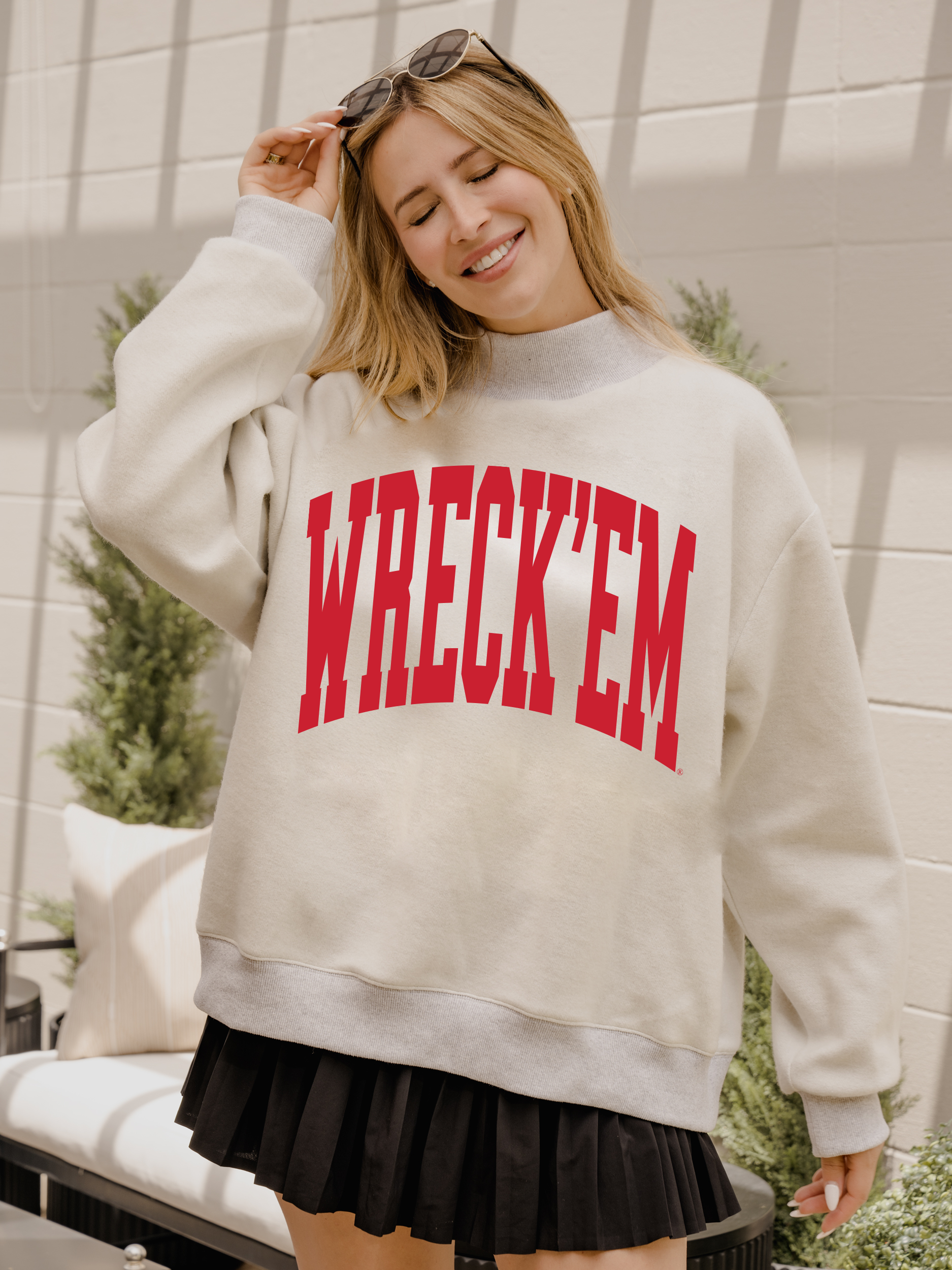 Texas Tech Tall Boy Gray Reversible Mock Neck Sweatshirt