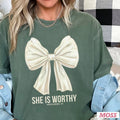 She Is Worthy Graphic Tee | Christian Apparel |Comfort Color