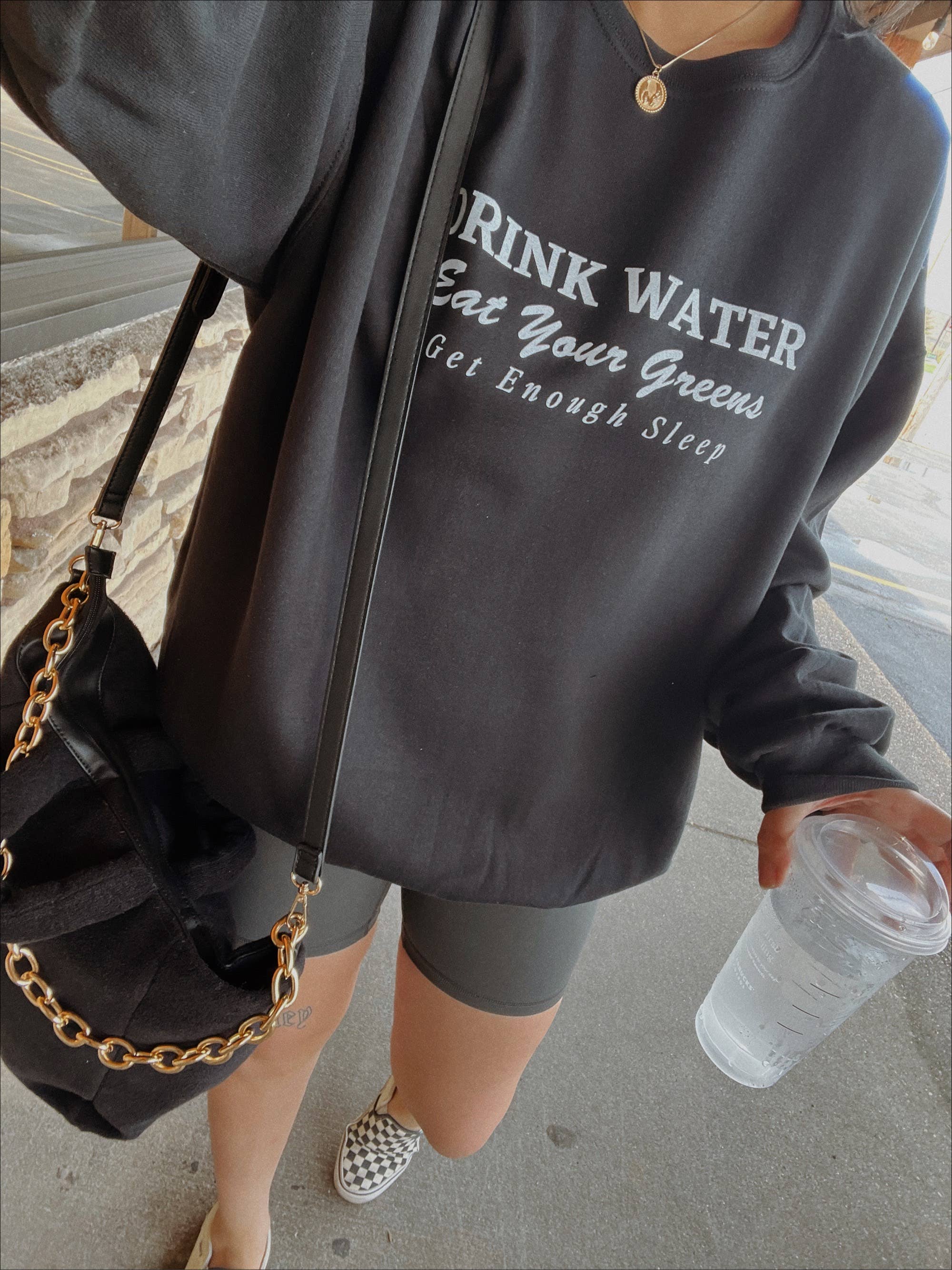 Drink Water Aesthetic | Graphic Sweatshirt | Black