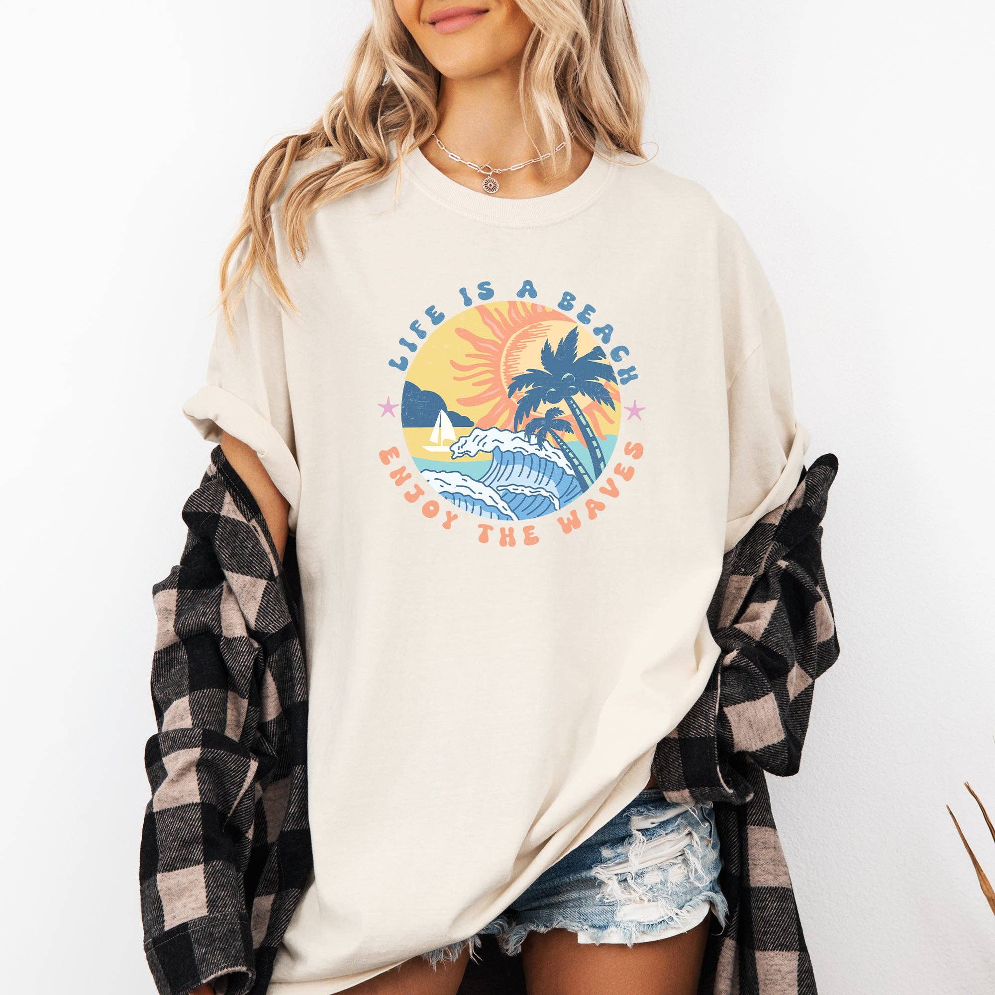Retro Life Is A Beach, Enjoy the Waves, Summer T-Shirt