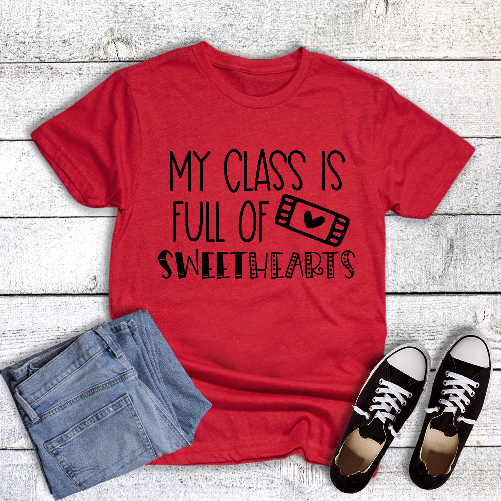 Valentine Teacher Class Full of Sweethearts Graphic Tee