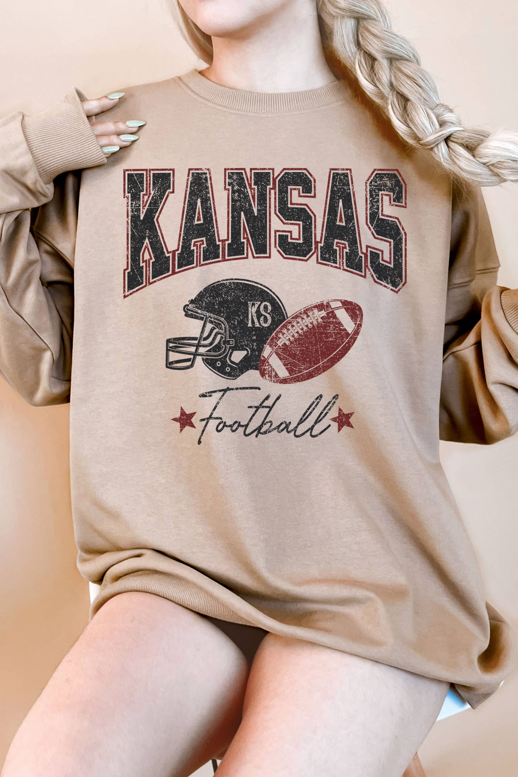 Kansas Football Oversize Graphix Terry Sweatshirts