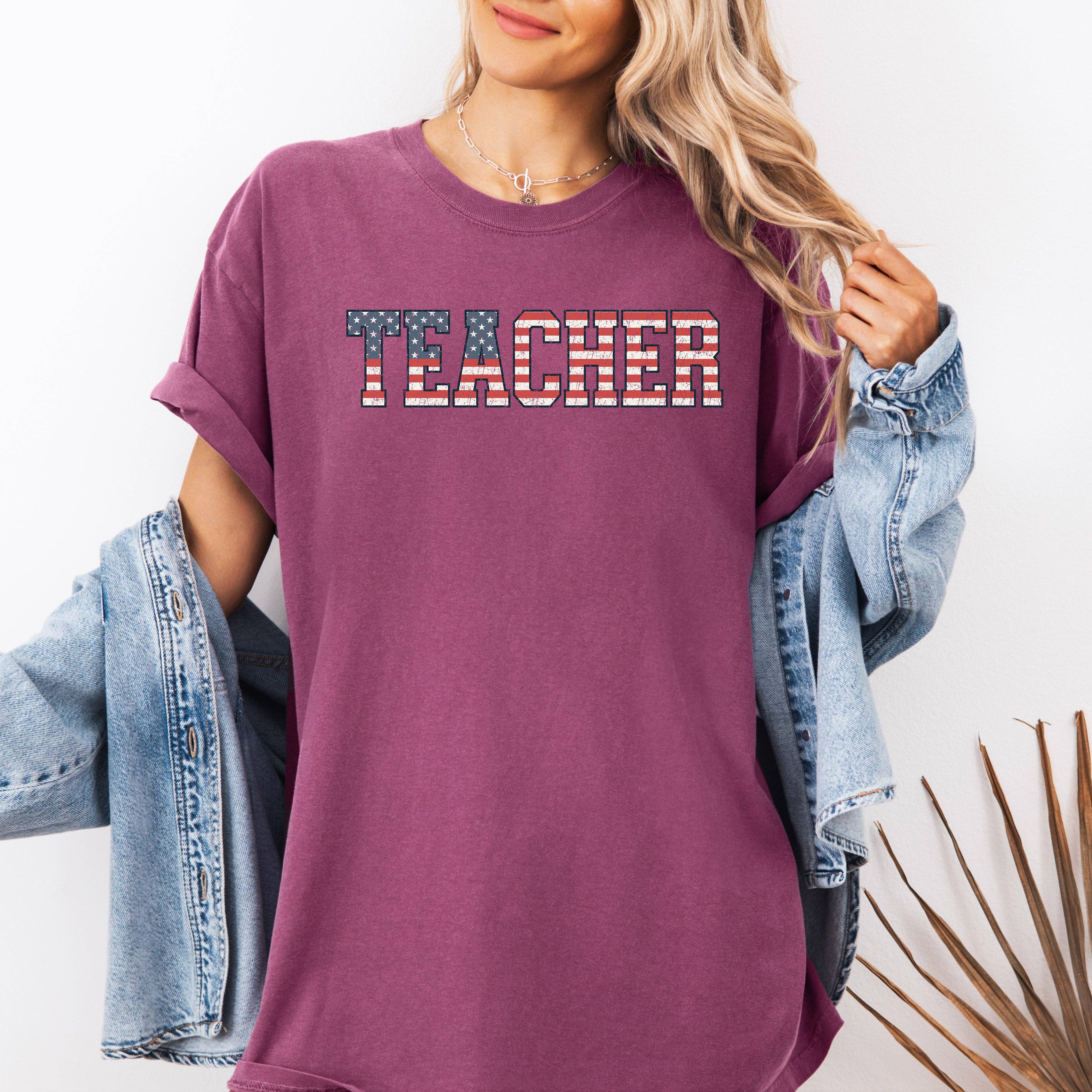 Teacher, USA Flag, Retro, First Day of School, T-Shirt