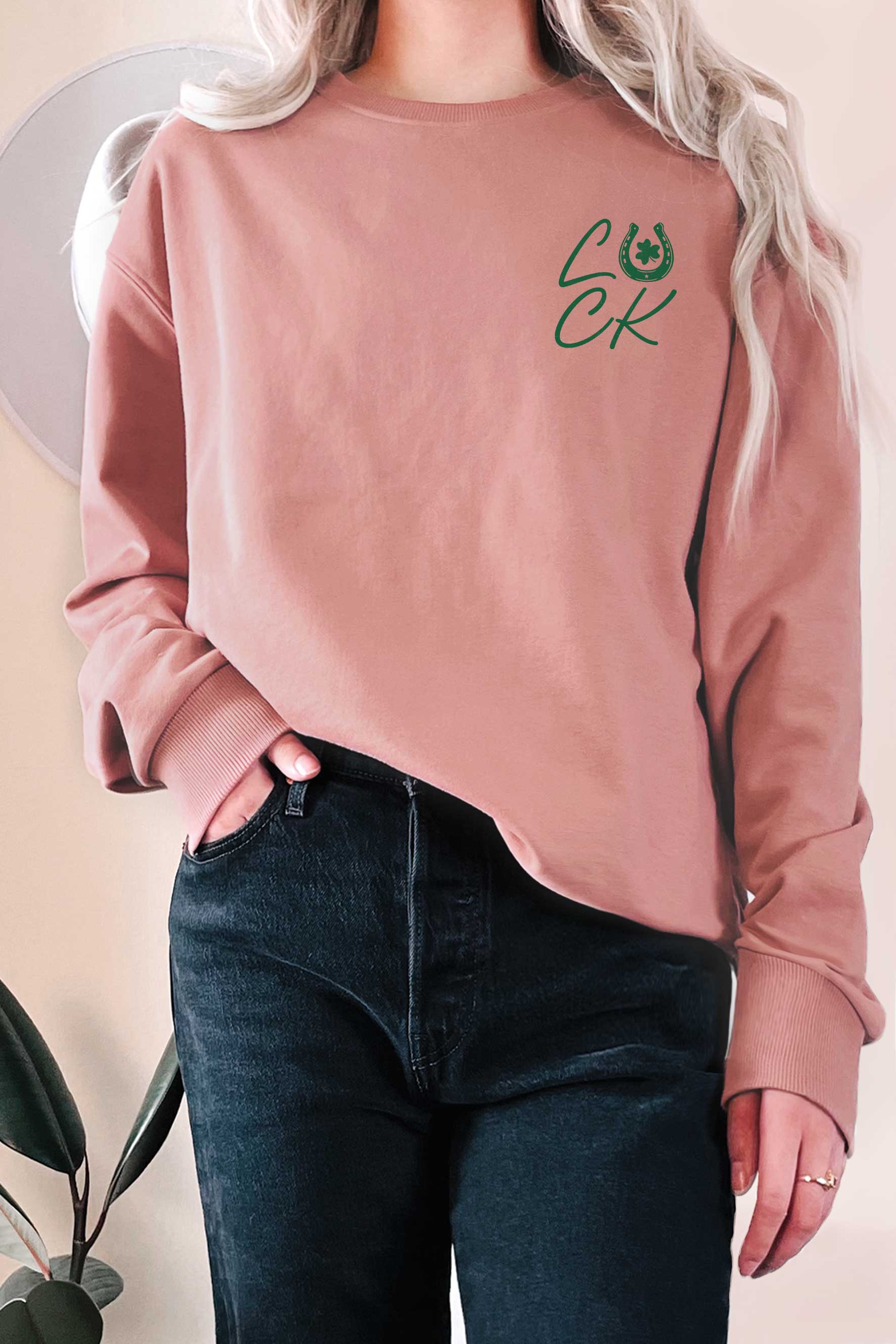 Luck Horseshoe Clover Graphic Terry Sweatshirts
