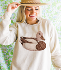 Mimis Vintage Faux Patchwork Brown Duck - Cream - Sweatshirts & T-Shirts