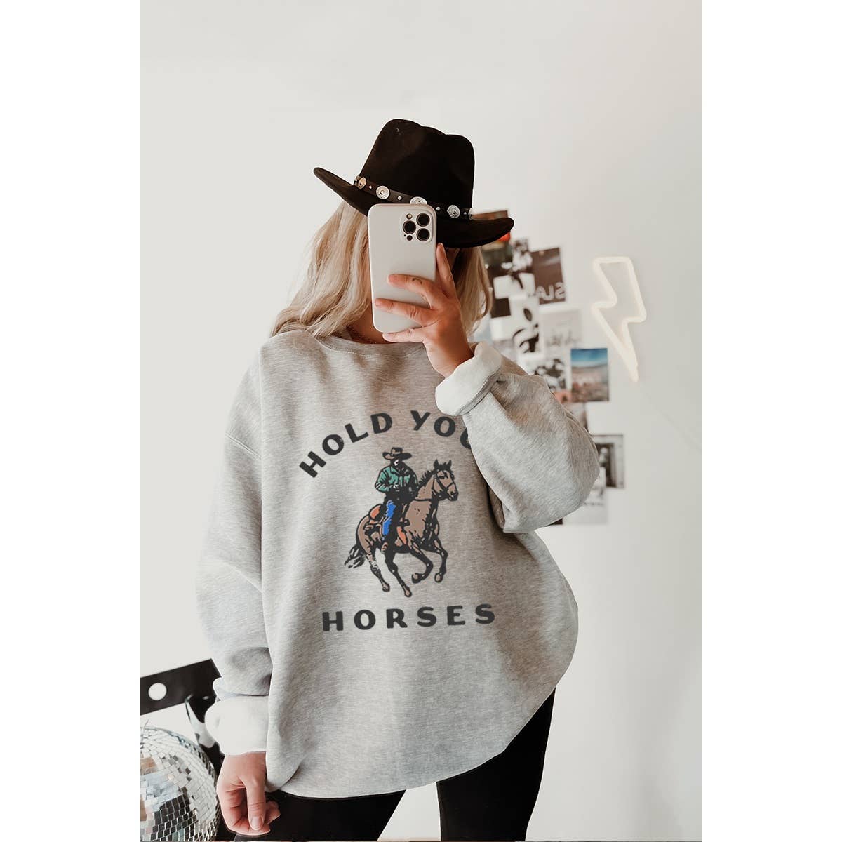 Hold Your Horses Vintage Graphic  Sweatshirts